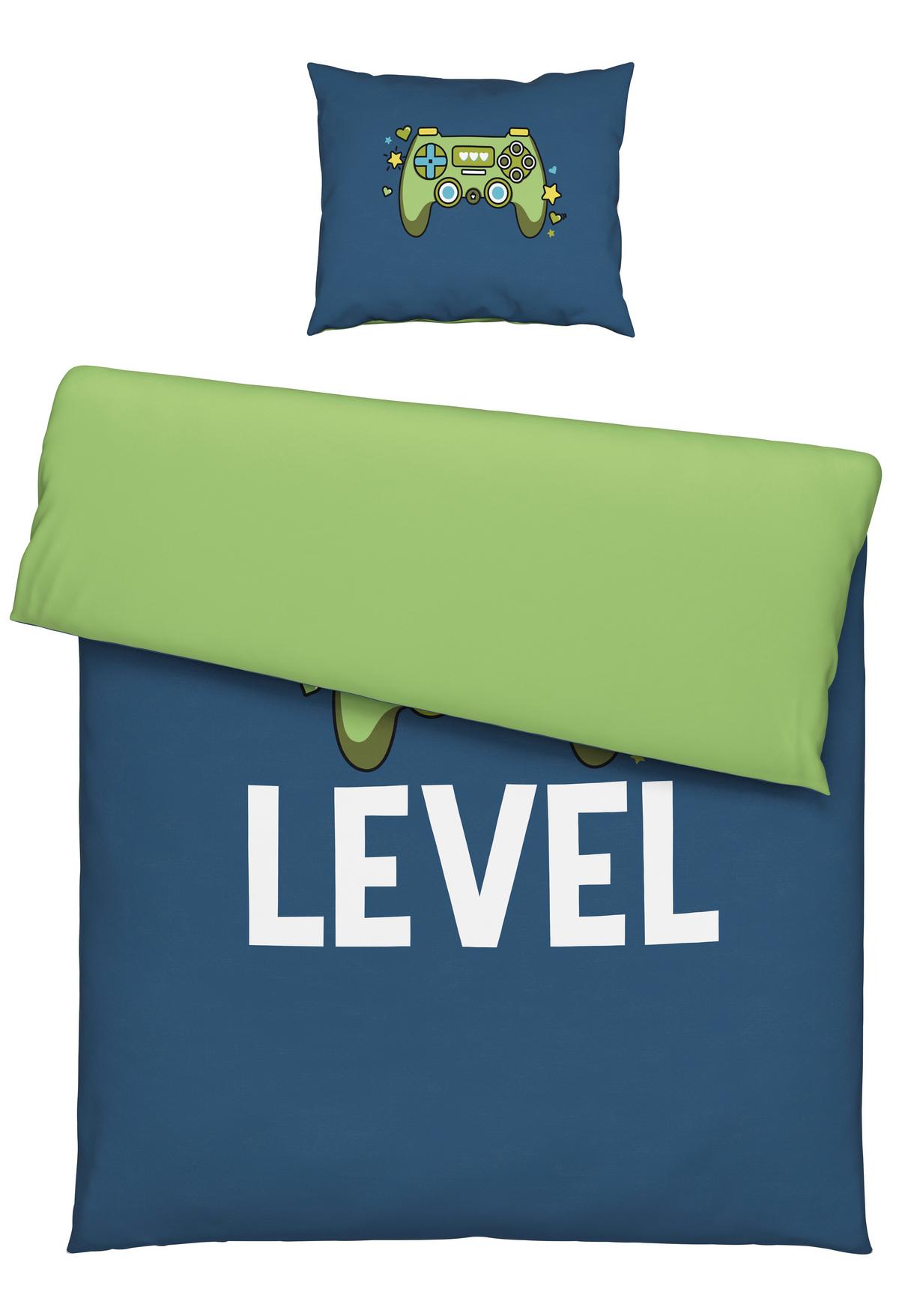 JUGENDBETTWÄSCHESET LEVEL -EXT- - Blau/Grün, Textil (160/210cm) - Modern Living