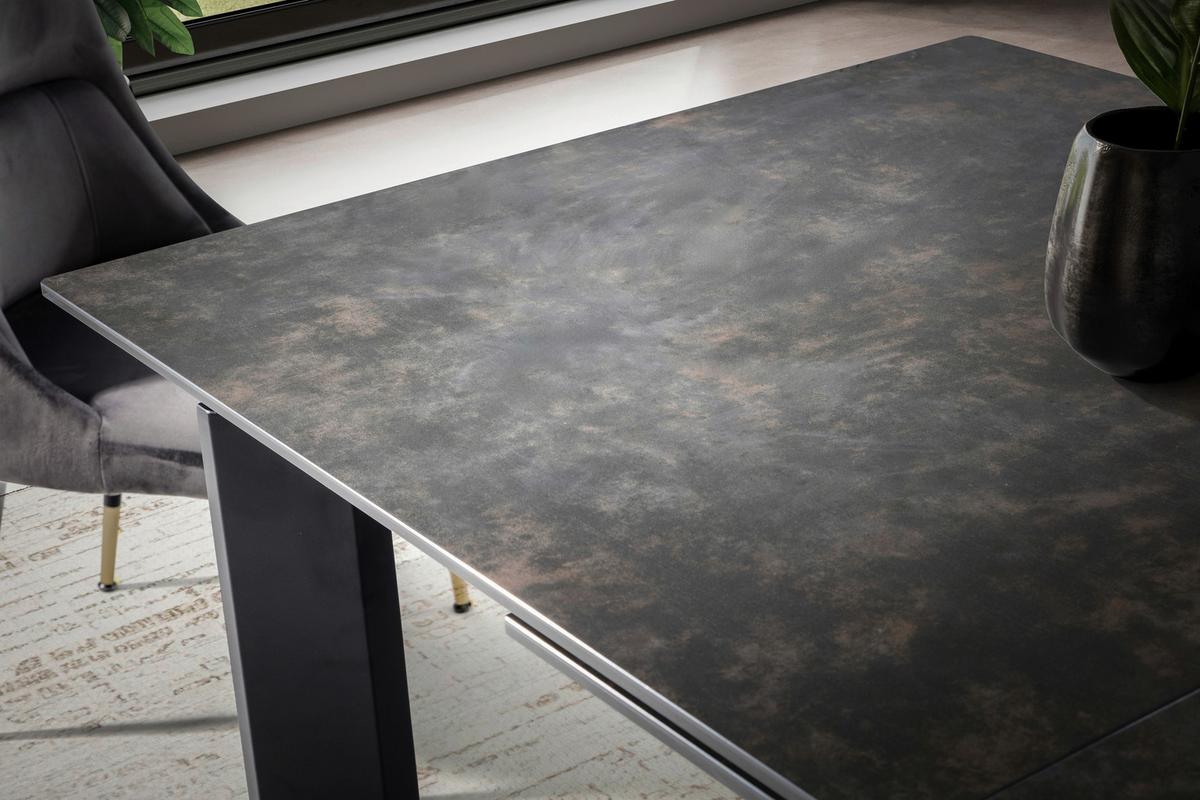 Raztegljiva Jedilna Miza Marble, Keramika, 180-240x95cm - črna, Design, kovina/keramika (180/95/77cm) - MID.YOU