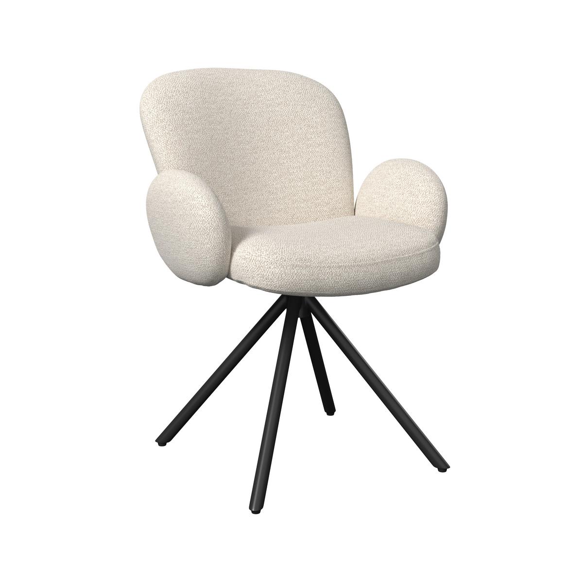 Armlehnstuhl Josea Creme Chenille Drehbar Gepolstert - Creme/Schwarz, MODERN, Holz/Textil (64/85/63cm) - Bessagi Home