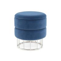 HOCKER Hocker in Blau mit Stauraum - Silberfarben/Dunkelblau, Basics, Holzwerkstoff/Kunststoff (37,5/41/37,5cm) - Kayoom