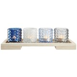 Teelichthalter Rory inkl. Gläser ca. 34/9cm - Multicolor/Naturfarben, MODERN, Glas/Holz (34/9/11cm) - Mömax modern living