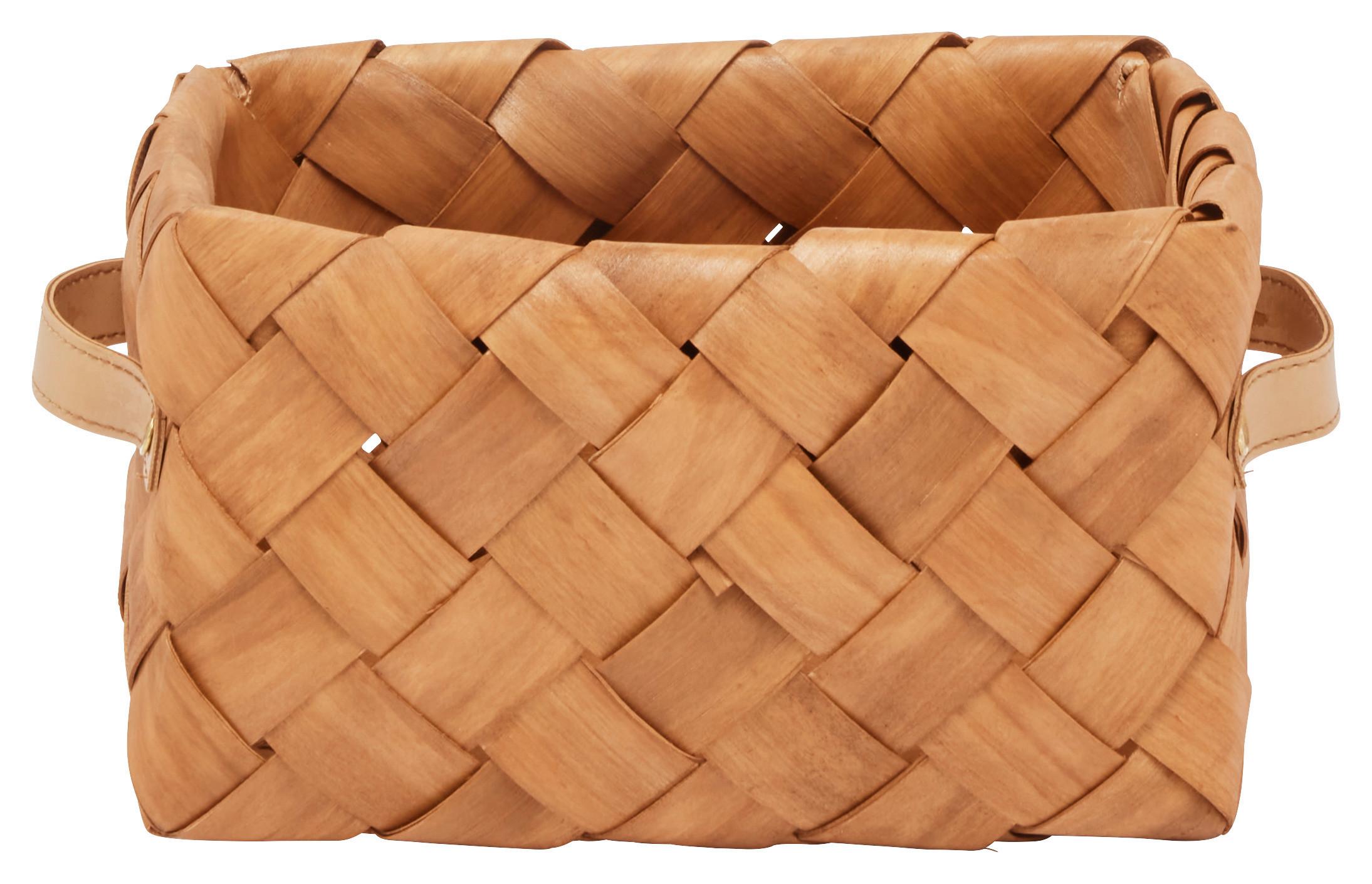 Coș Frame - maro deschis, plastic/lemn (25/17/14cm) - Premium Living