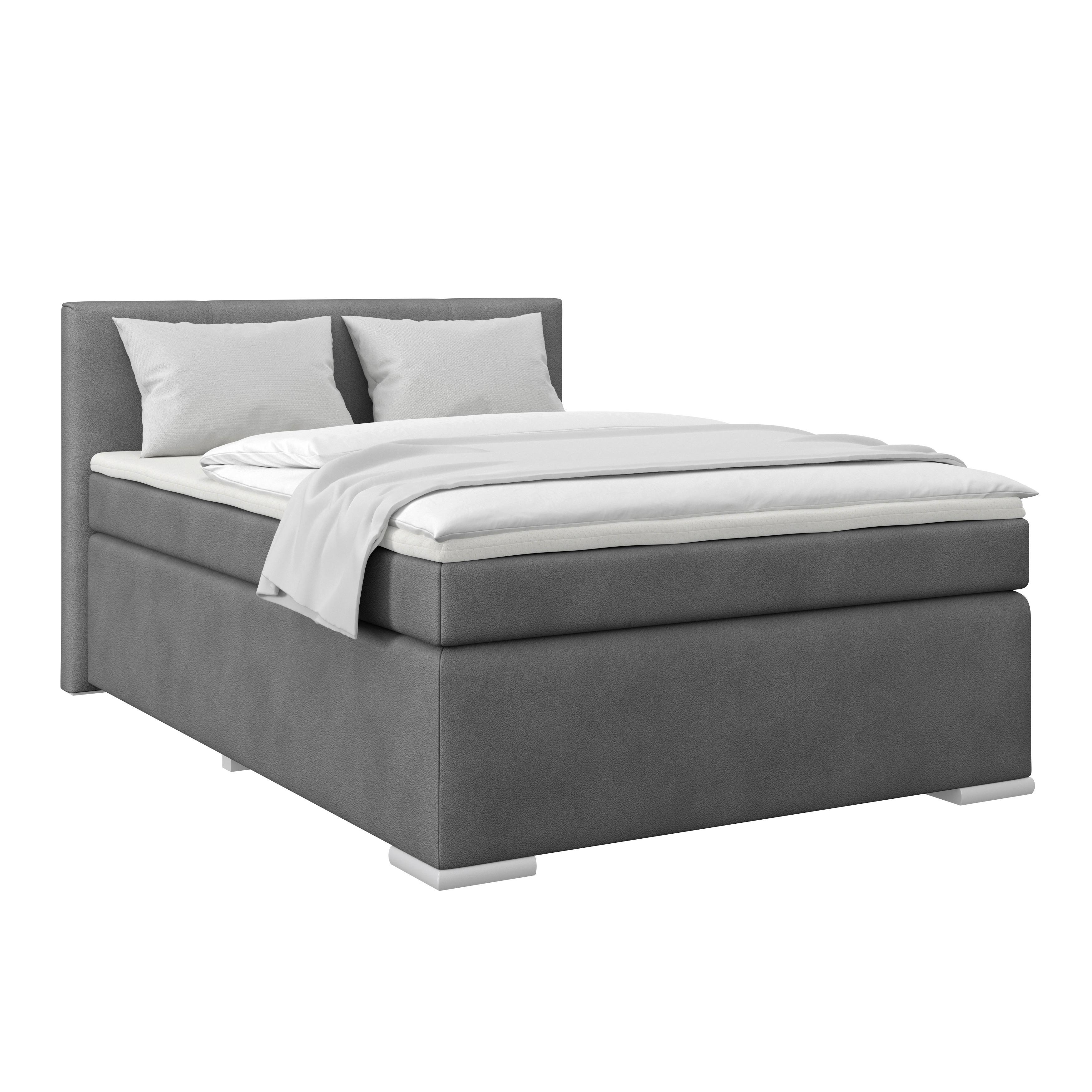 Boxspring Krevet Mira 1 - tamno siva, Basics, metal/tekstil (120/200cm)