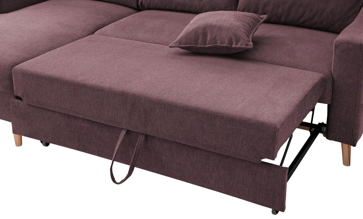 Wohnlandschaft Valentina Bordeaux Struktur - Bordeaux/Naturfarben, KONVENTIONELL, Holz/Textil (150/228cm) - P & B