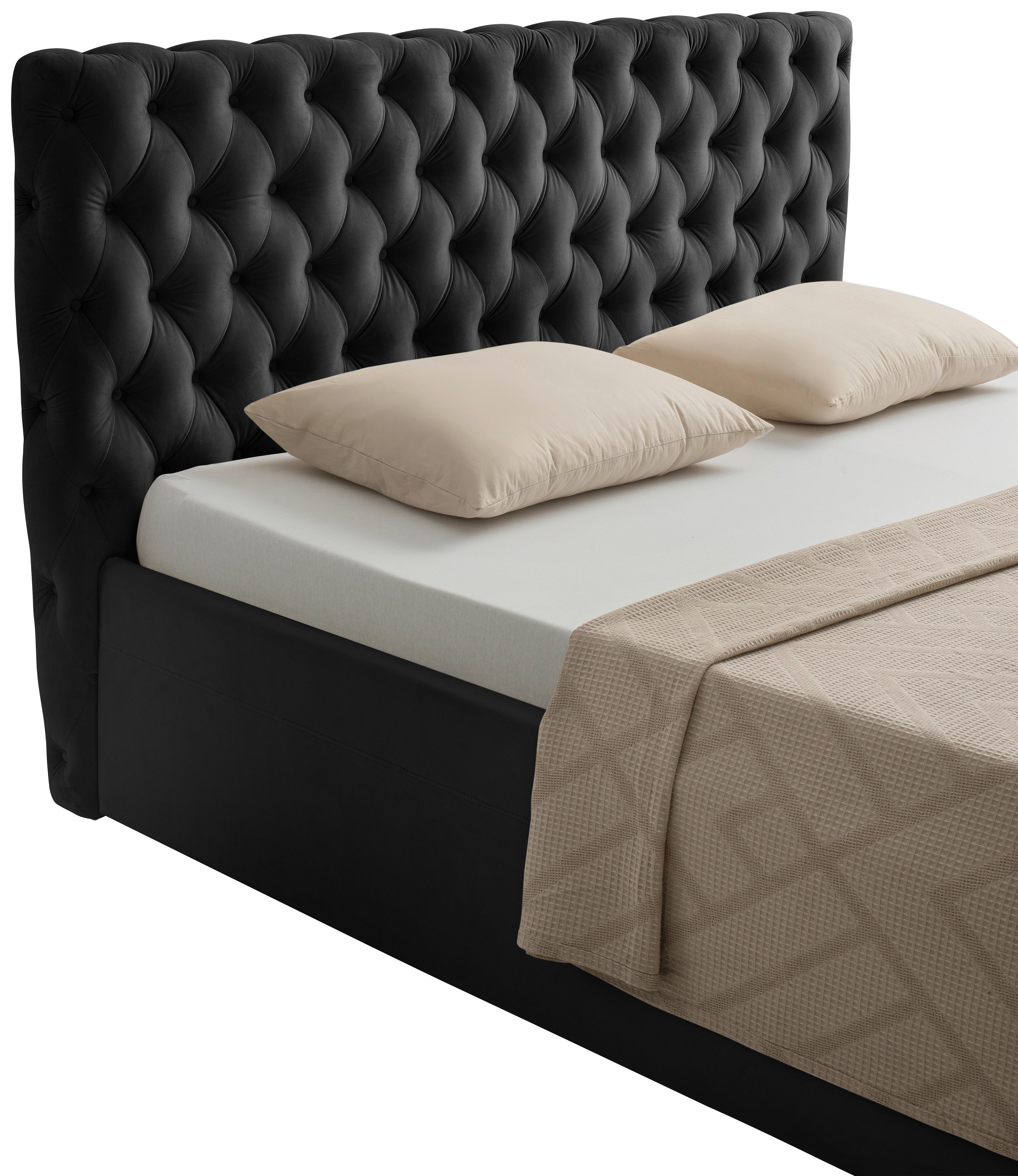STOPPAD SÄNG KATAR -EXKLUSIV- - svart, Klassisk, textil (140/200cm) - Mömax