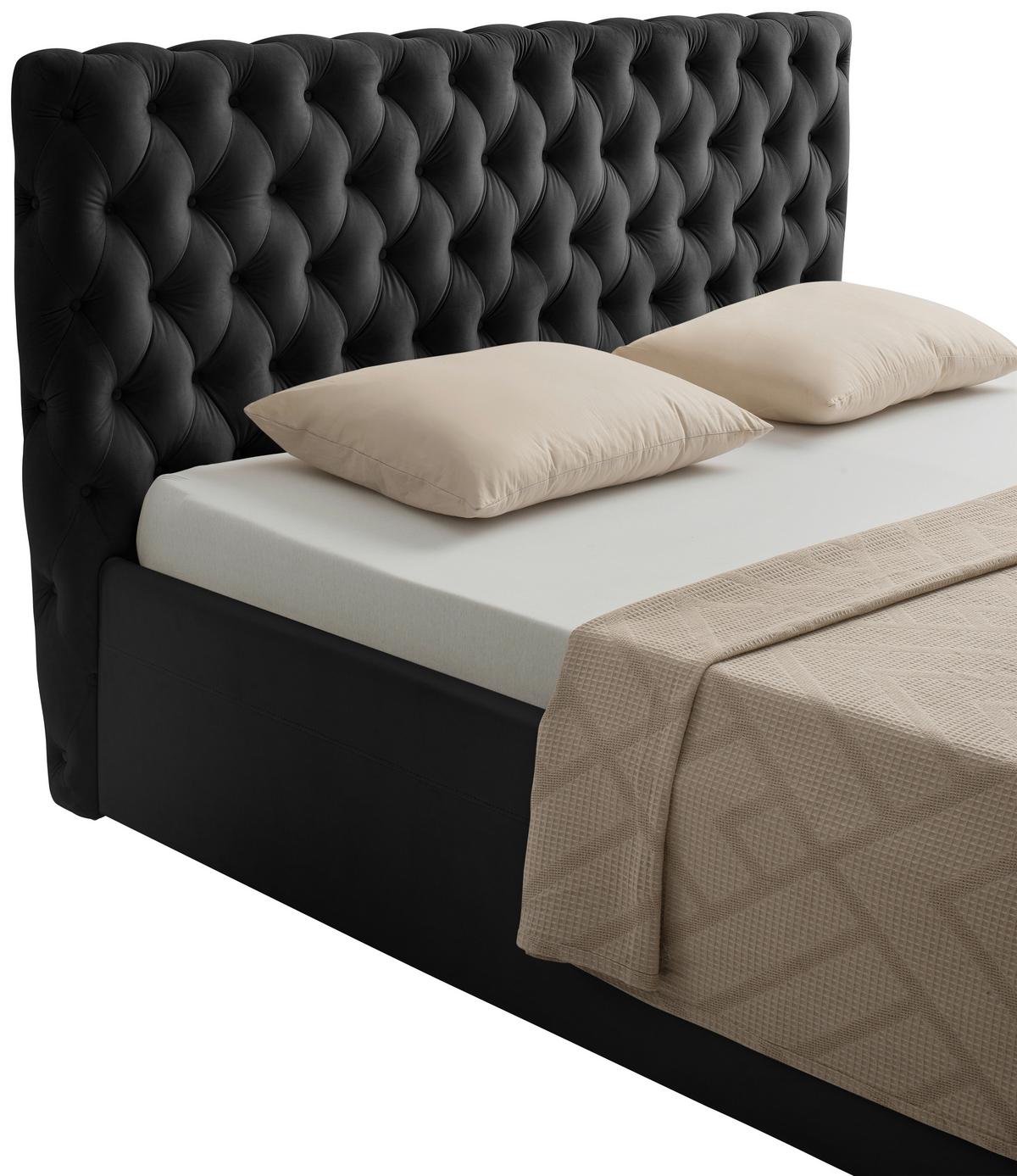 Polsterbett Katar Grau ca. 160x200cm - Schwarz/Grau, KONVENTIONELL, Textil (160/200cm) - Mömax