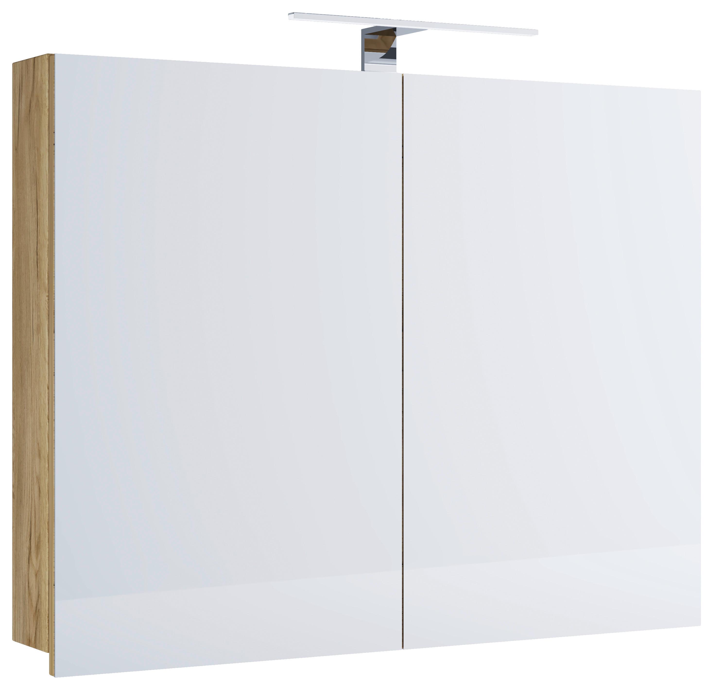 Element S Ogledalom Badinos - hrast medunac, Moderno, staklo/drvni materijal (80/59,2/12cm) - MID.YOU