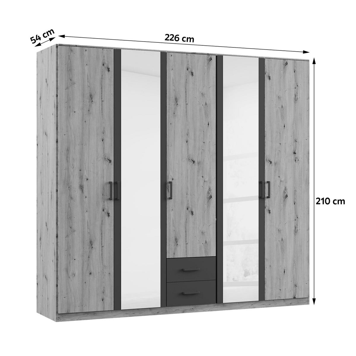 DULAP USI ROTATIVE DESPINA - culoare lemn stejar/stejar Artisan, Konventionell, material pe bază de lemn (226/210/54cm) - Modern Living