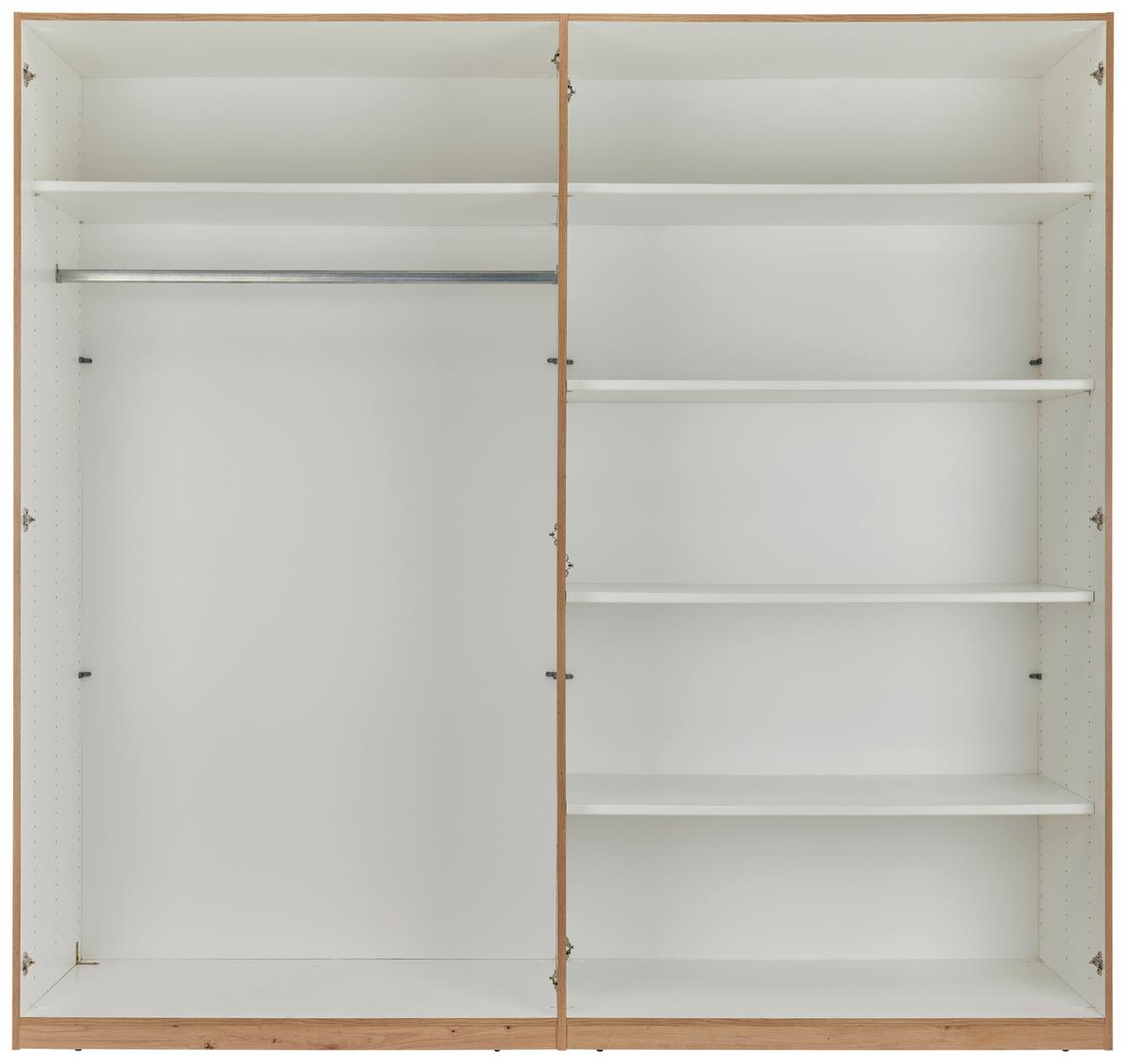 Drehtürenschrank in Weiß/Eichefarben - Weiss/Silberfarben, Konventionell, Glas/Holzwerkstoff (228/215/60cm) - Mömax