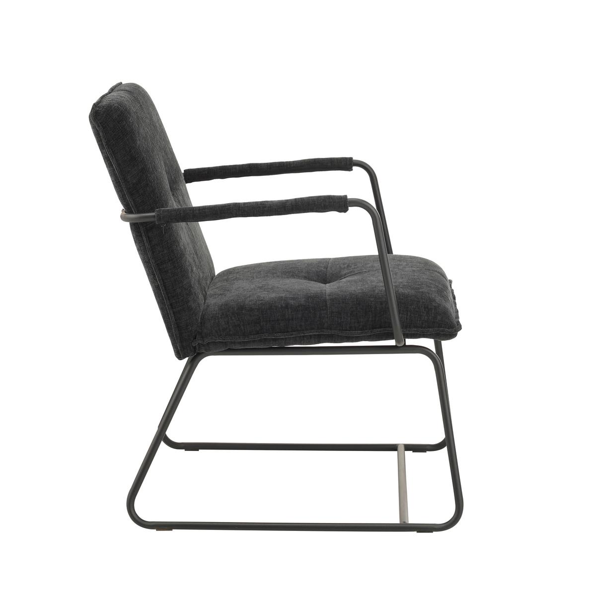 Naslanjač Bilbao, Črna - črna, Moderno, kovina/tekstil (65/80/68cm) - MID.YOU
