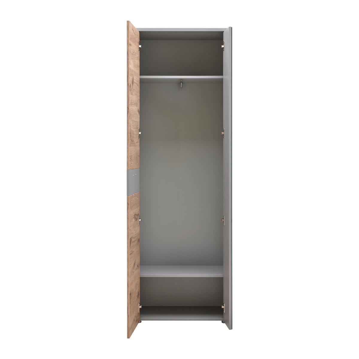 Garderobenschrank Dynamic in Grau/Eichefarben - Wildeiche, MODERN, Holzwerkstoff (65/197/37cm) - Mömax