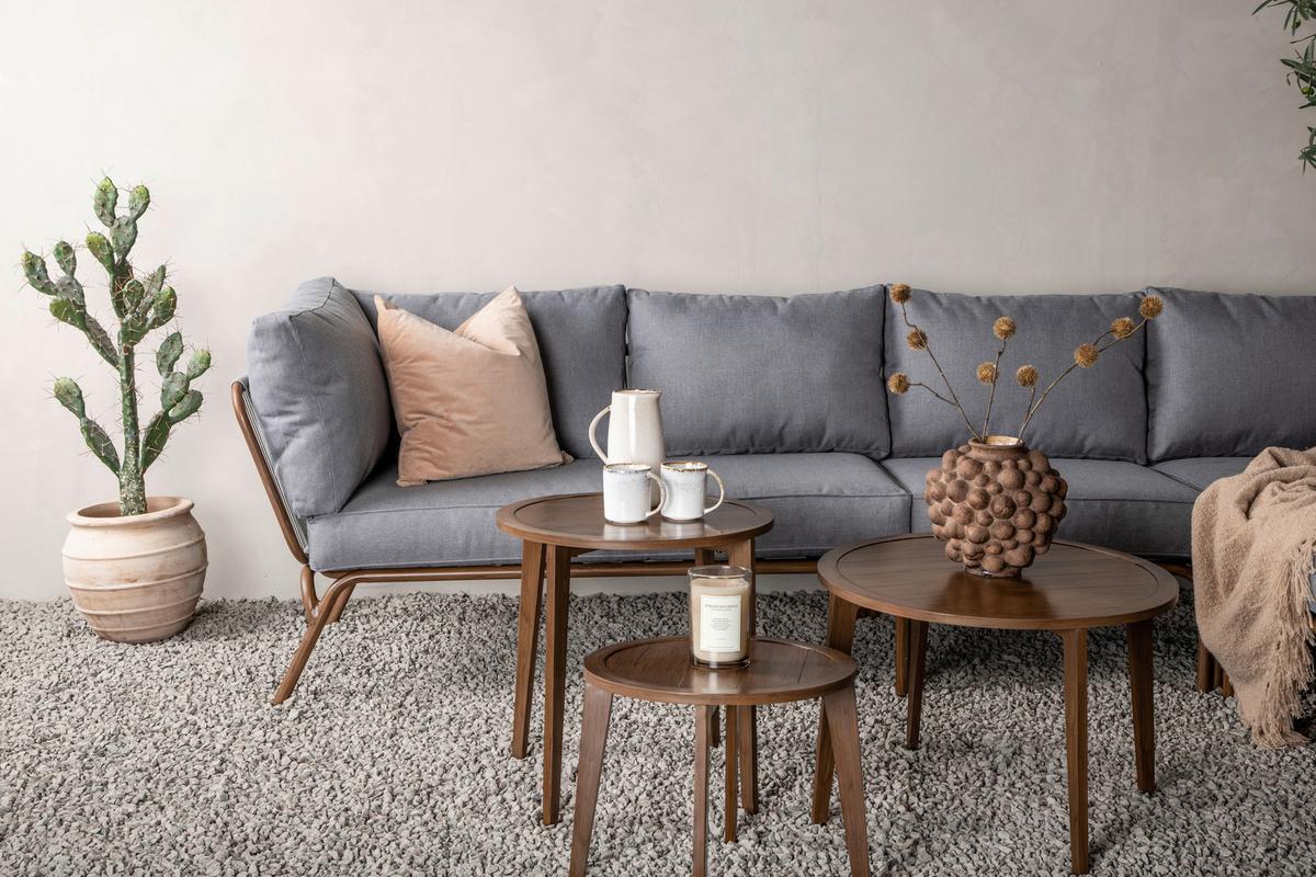 Dining-Loungeset Roxo ca. 283x221 cm Grau - Braun/Grau, KONVENTIONELL, Textil/Metall - Gardenson