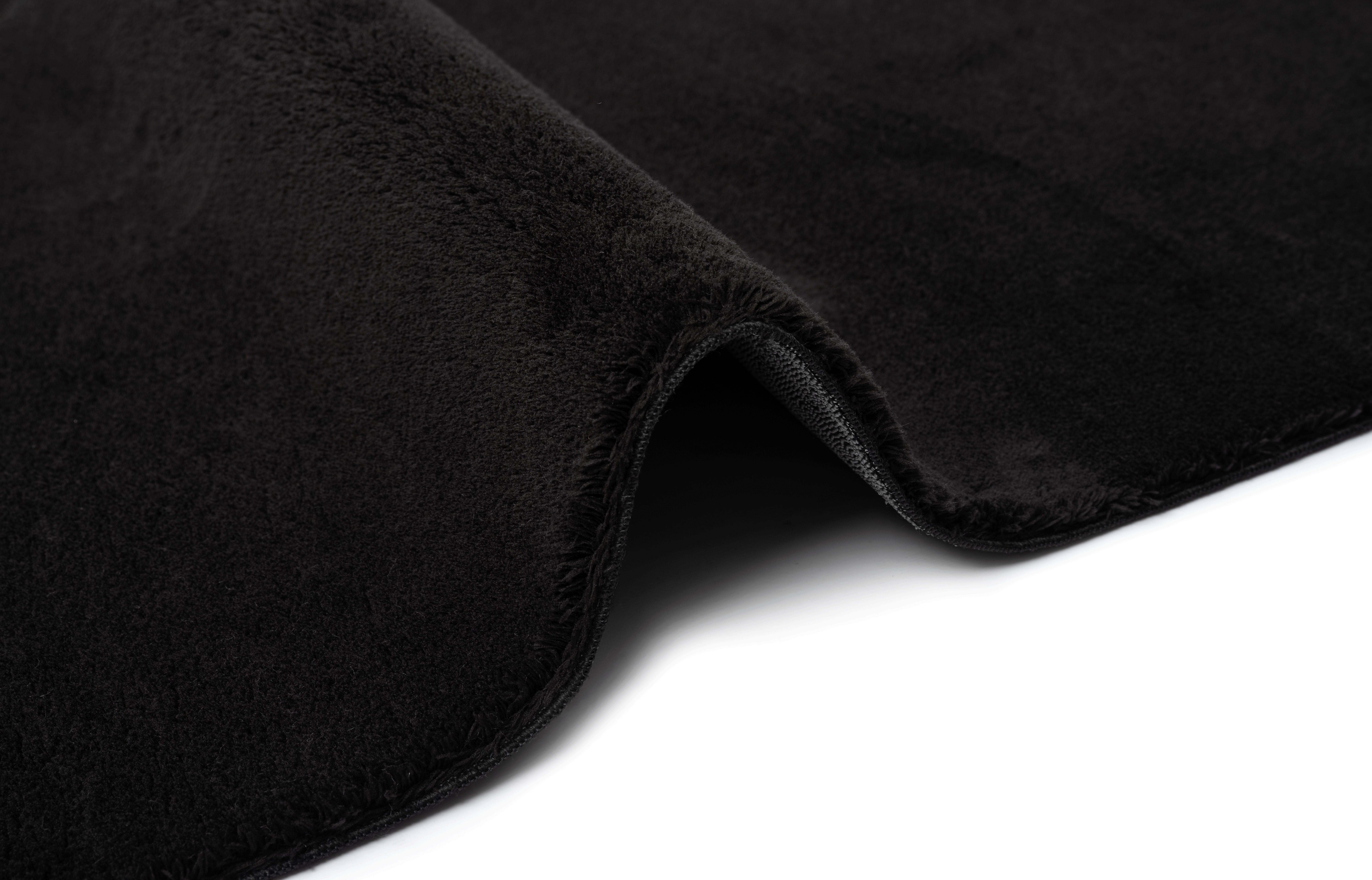 Fellteppich Loft Schwarz ca. 160x160cm - Schwarz, KONVENTIONELL, Textil (160/160cm)