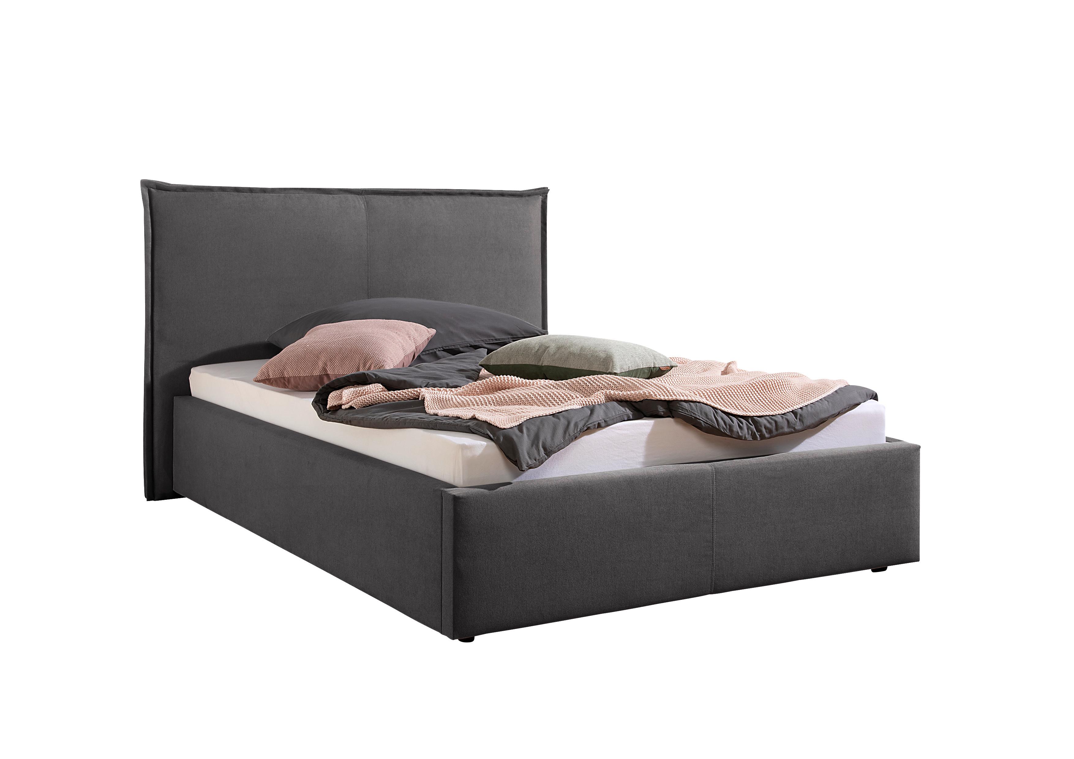 Polsterbett Stacey Anthrazit ca. 140x200 cm - Anthrazit/Schwarz, MODERN, Kunststoff/Textil (140/200cm) - Livetastic