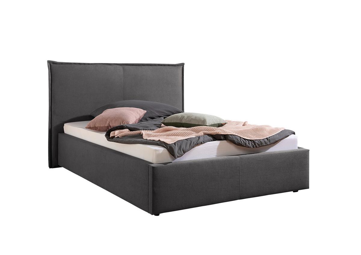 Polsterbett Stacey Anthrazit ca. 140x200 cm - Anthrazit/Schwarz, MODERN, Kunststoff/Textil (140/200cm) - Livetastic