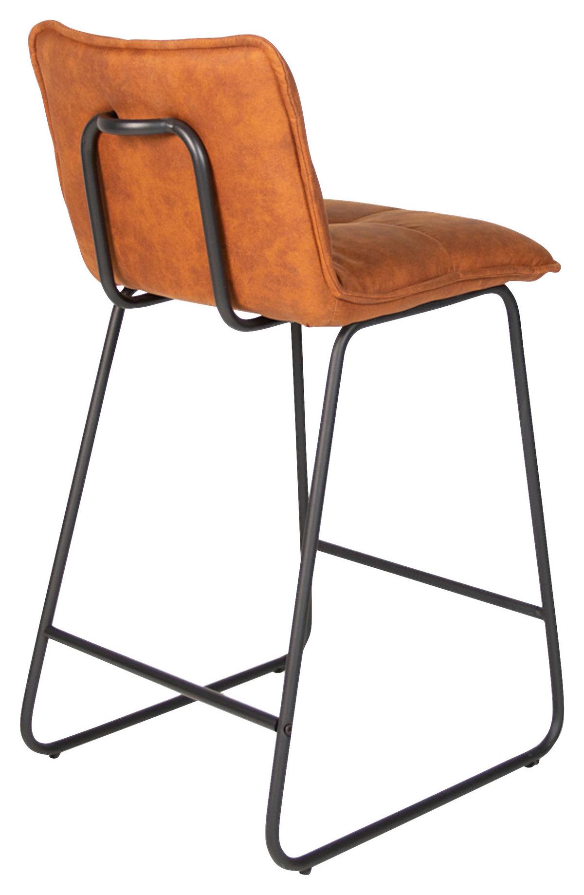 Barhocker-Set Jeremy 2er-Set ca. 44x87 cm Cognac - Cognac/Schwarz, KONVENTIONELL, Textil/Metall (44/87/50cm) - MID.YOU