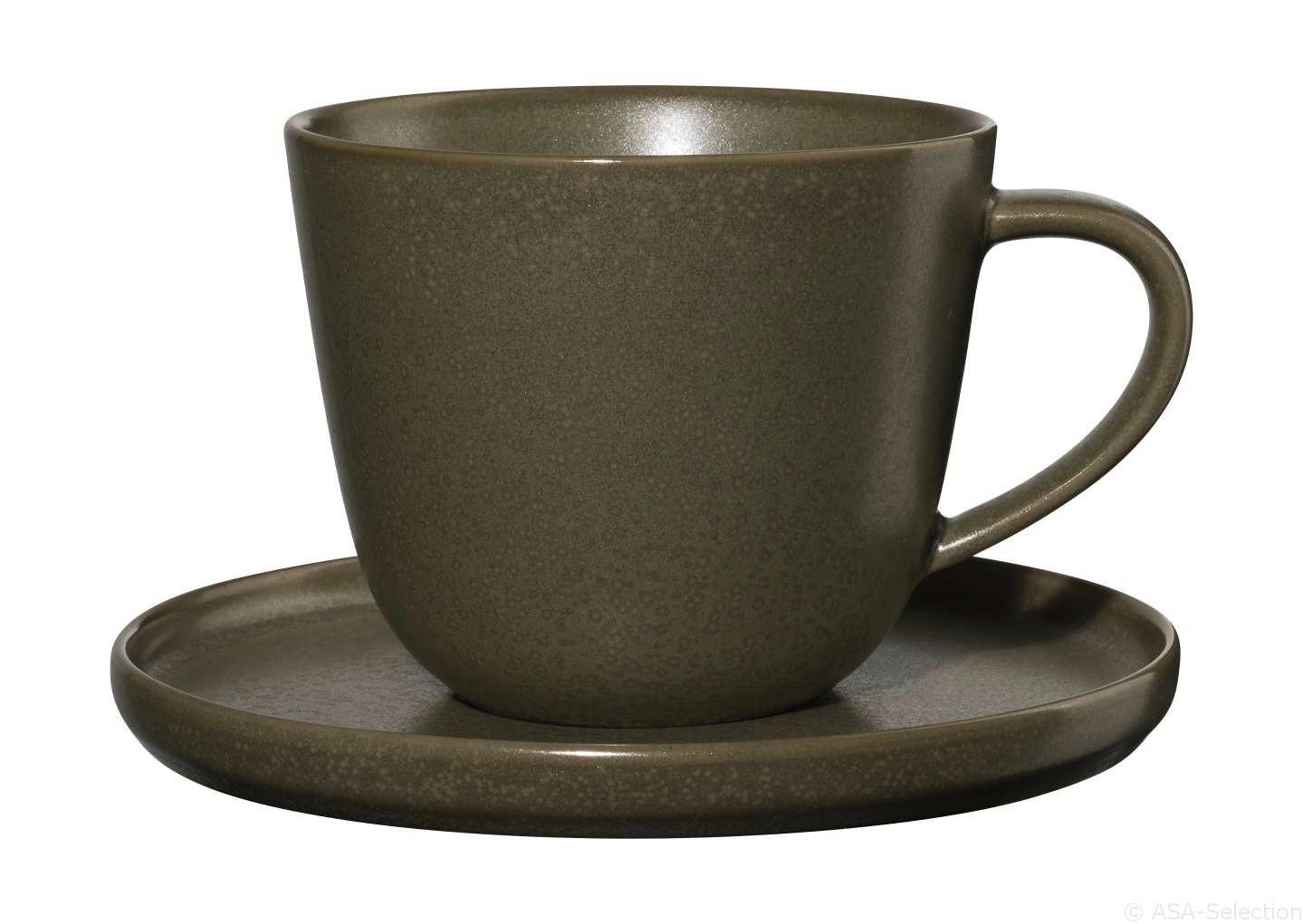 FILIŻANKA I SPODEK DO KAWY 19020192 - oliwkowa zieleń, Basics, ceramika (8,9/7,2cm) - ASA