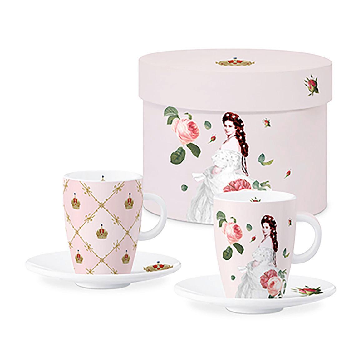 Espressotasse Sisi Rosa/Weiß ca. 350ml, 2er-Set - Rosa/Weiß, ROMANTIK / LANDHAUS, Keramik (8,5/9,5cm) - PPD