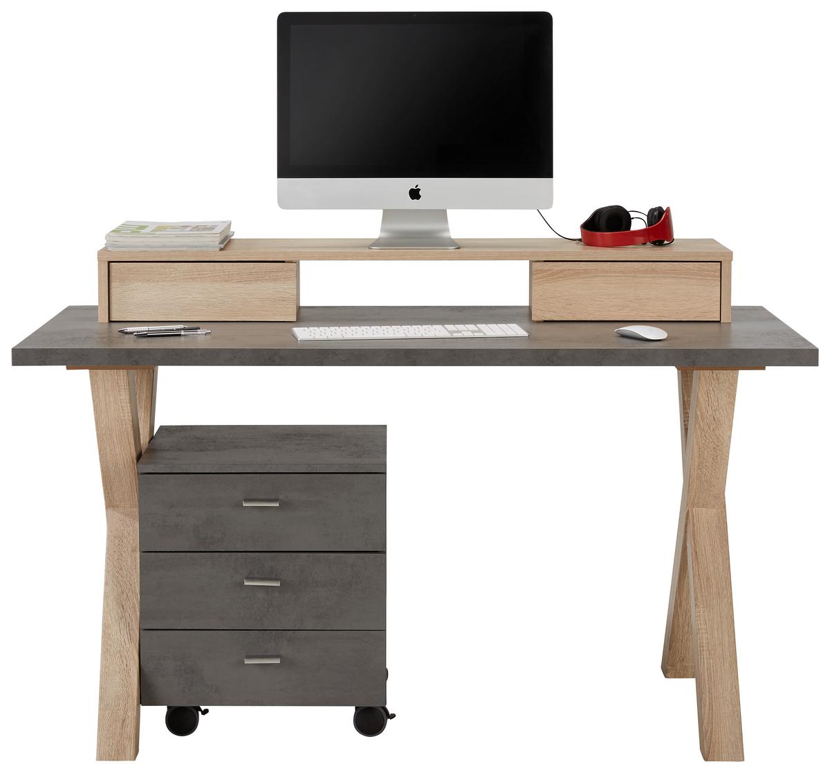 Pisalna Miza Mister Office, Barva Grafita - barve hrasta/barve grafita, Moderno, leseni material (140/75/70cm) - Mömax