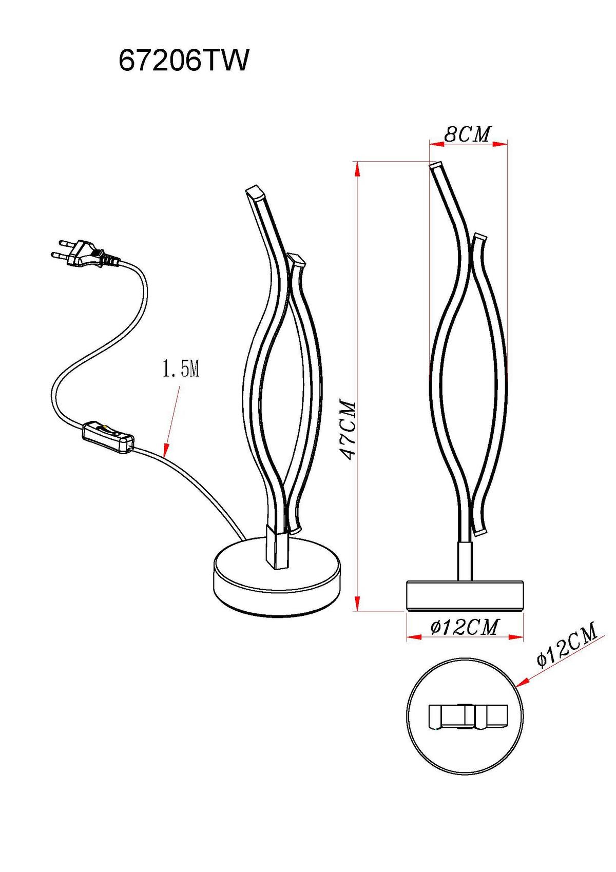 LED-TISCHLEUCHTE 67206TW GERONIMO - Weiss/Dunkelbraun, Natur, Kunststoff/Metall (12/47cm) - Globo