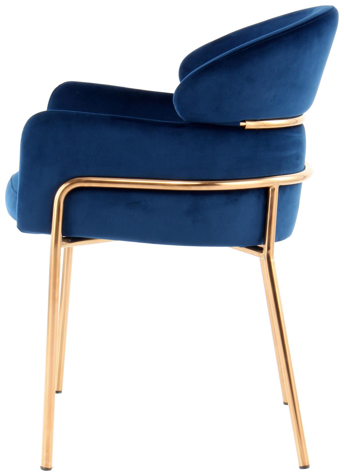 Karosszék Elva 100 - rosé arany/kék, Modern, textil/fém (58/79/57cm) - Kayoom