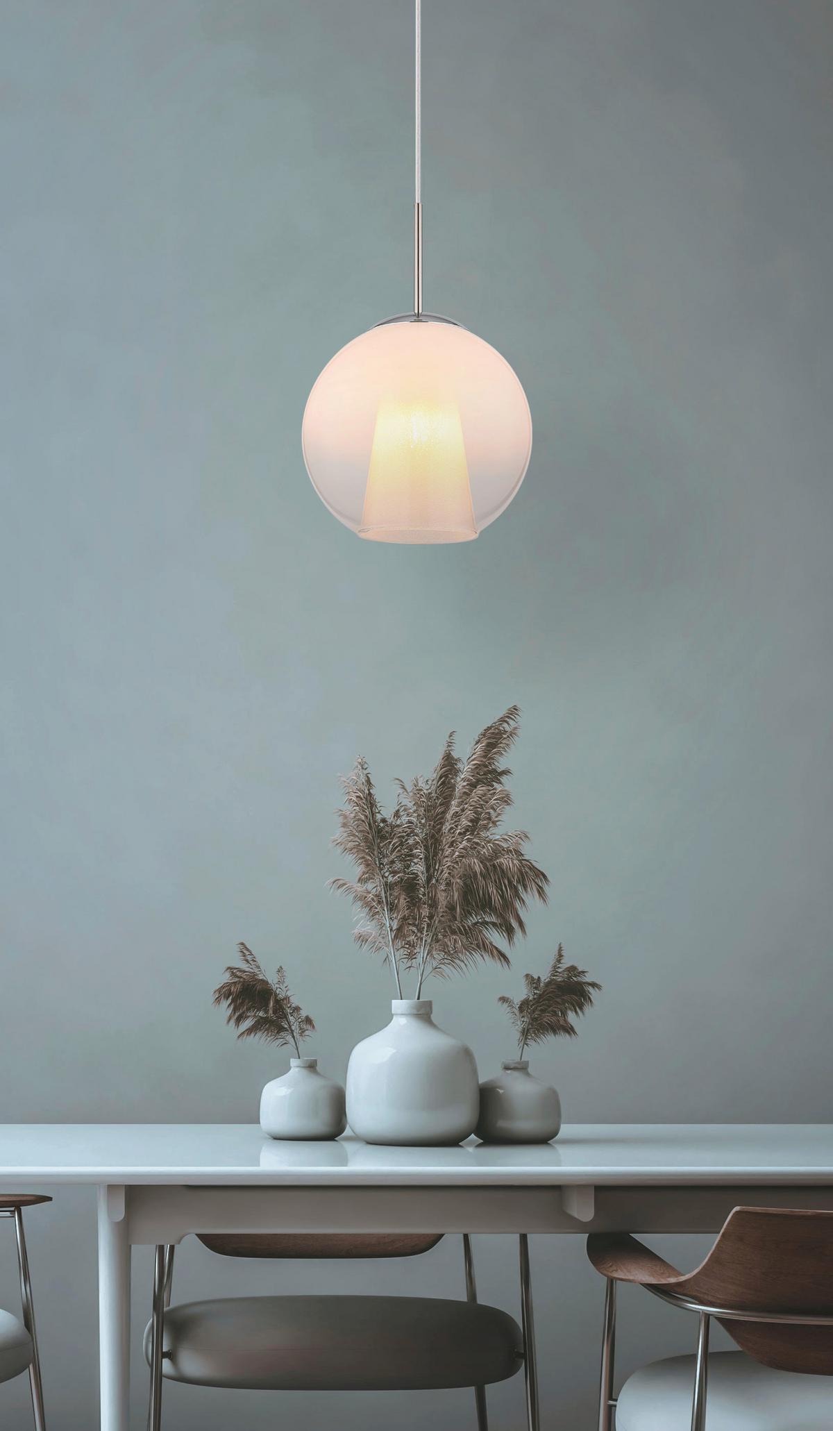 Viseća Svjetiljka Barry - bijela/boje nikla, Basics, staklo/metal (25/120cm) - Globo