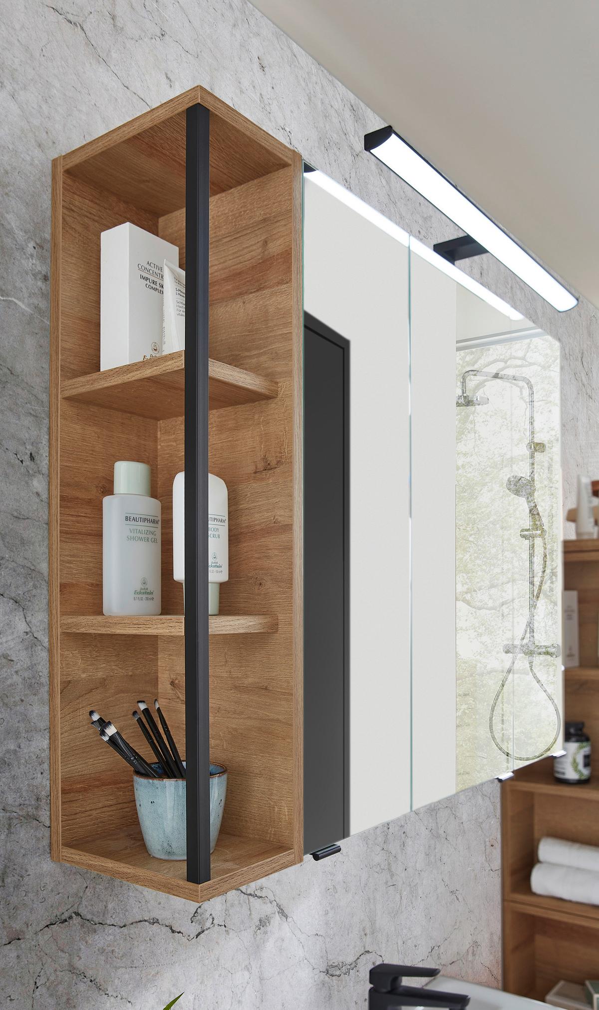 Badezimmer in Eiche/Schiefer - Schieferfarben/Weiss, Modern, Keramik/Holzwerkstoff (90cm) - Pelipal