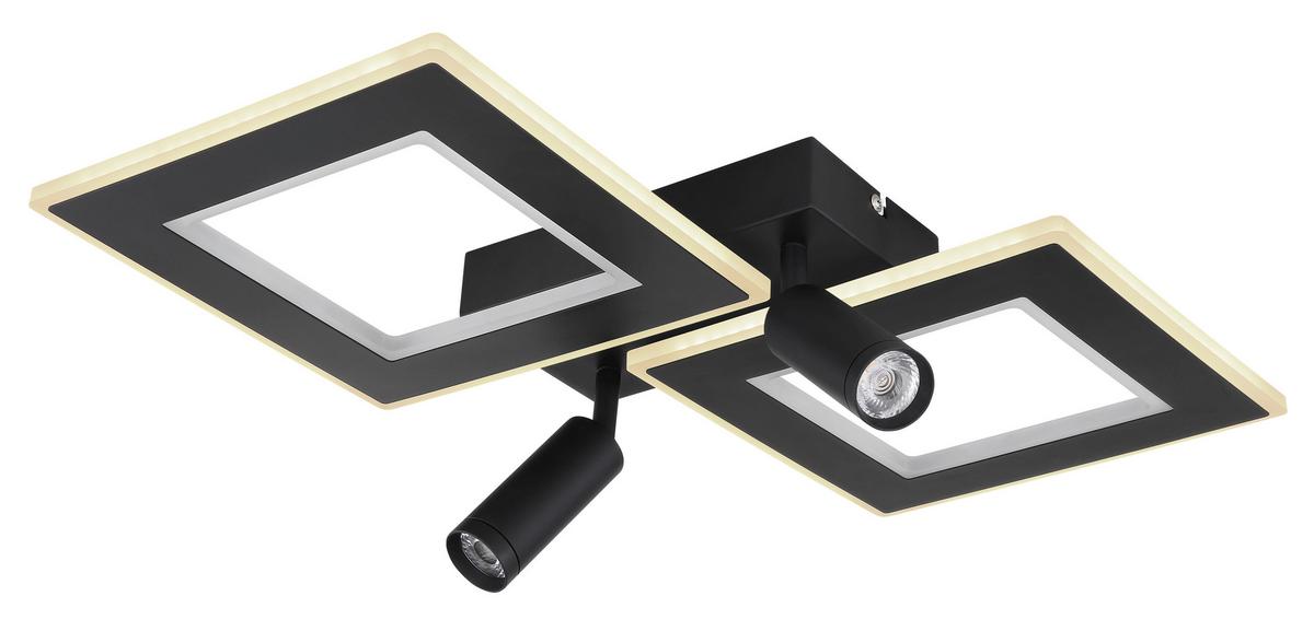 LED-Deckenleuchte Marian Opal/Schwarz max. 40 Watt - Opal/Schwarz, Design, Kunststoff/Metall (54/41/11,5cm) - Globo