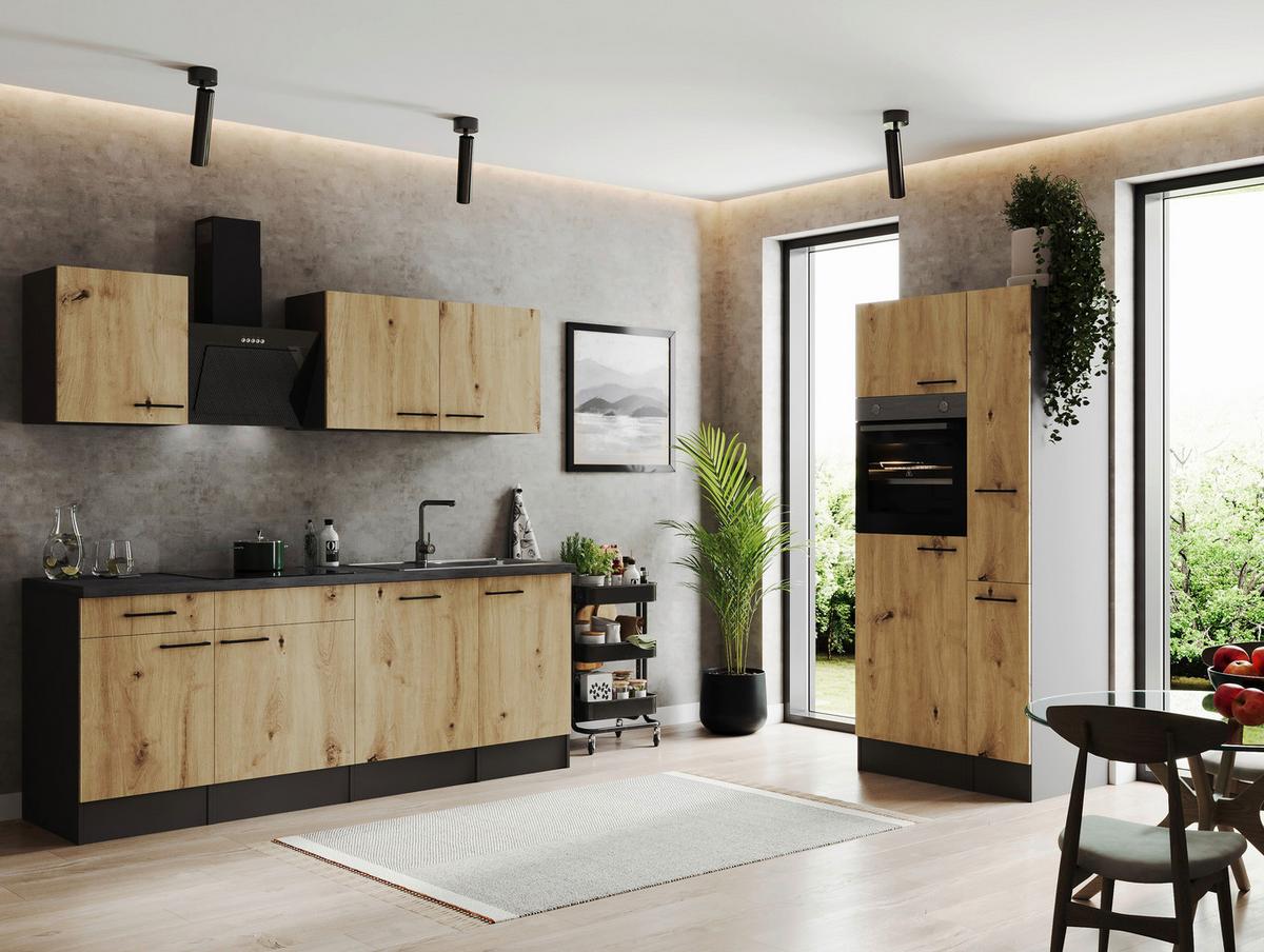 Kuhinjski Blok Z Aparati Oliver, 310cm - črna/siva, Design, kovina/leseni material (310cm) - Respekta