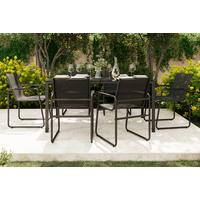 Gartentischgruppe Tanja Dunkelgrau Stahlrahmen/Glas - Dunkelgrau/Grau, Basics, Glas/Textil - Mömax