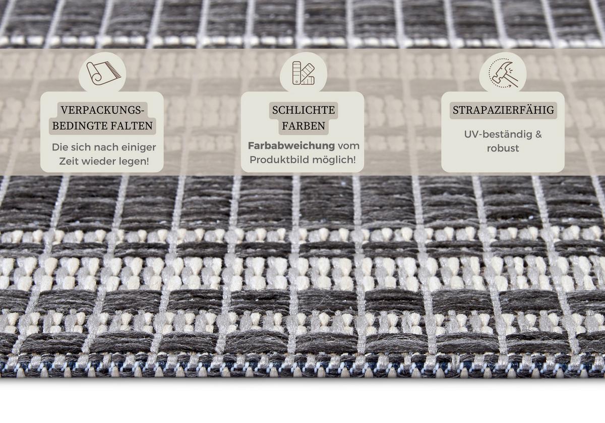 Outdoorteppich Temu Grau/Beige ca. 63x120cm - Beige/Grau, Design, Kunststoff (63/120cm)