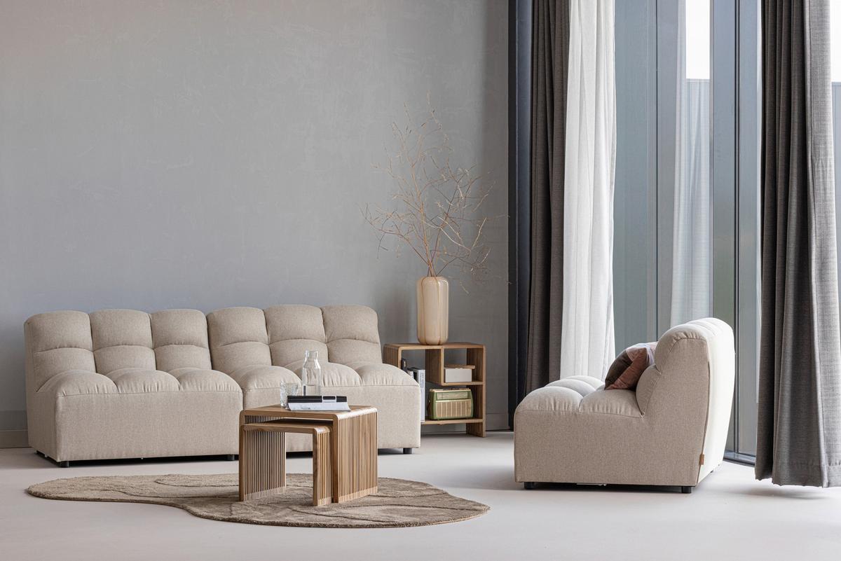 Beistelltisch Jasmijn 2er-Set Teak - Naturfarben, Design, Holz (50-40/41-36/45-40cm) - Livetastic