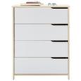 Kommode Weiß/Natur - Weiß/Naturfarben, MODERN, Holz (80/102/40cm) - ZANDIARA
