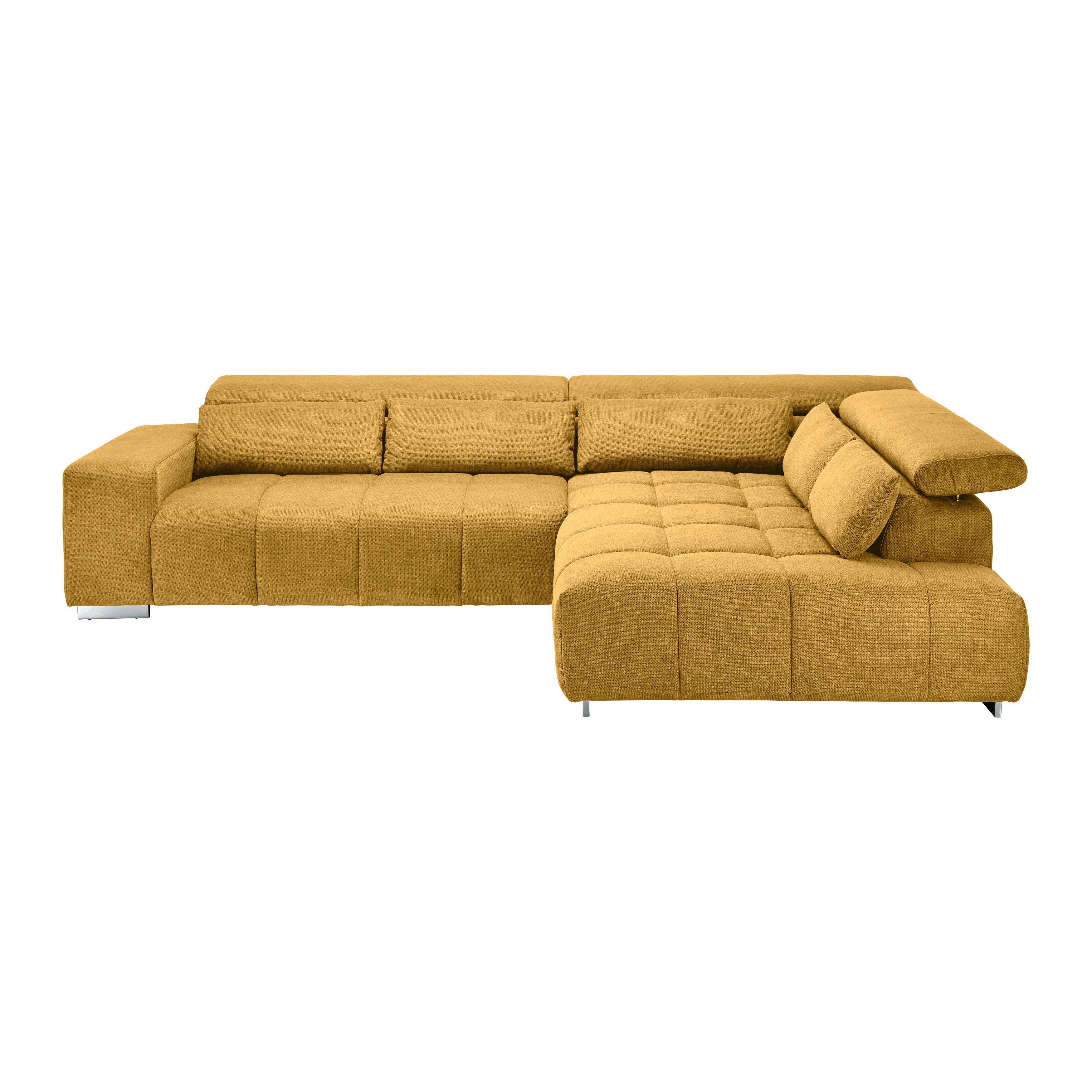 Sjedeća Garnitura Orion - curry žuta/boje kroma, Modern, tekstil/metal (308/70-88/225cm) - Bessagi Home