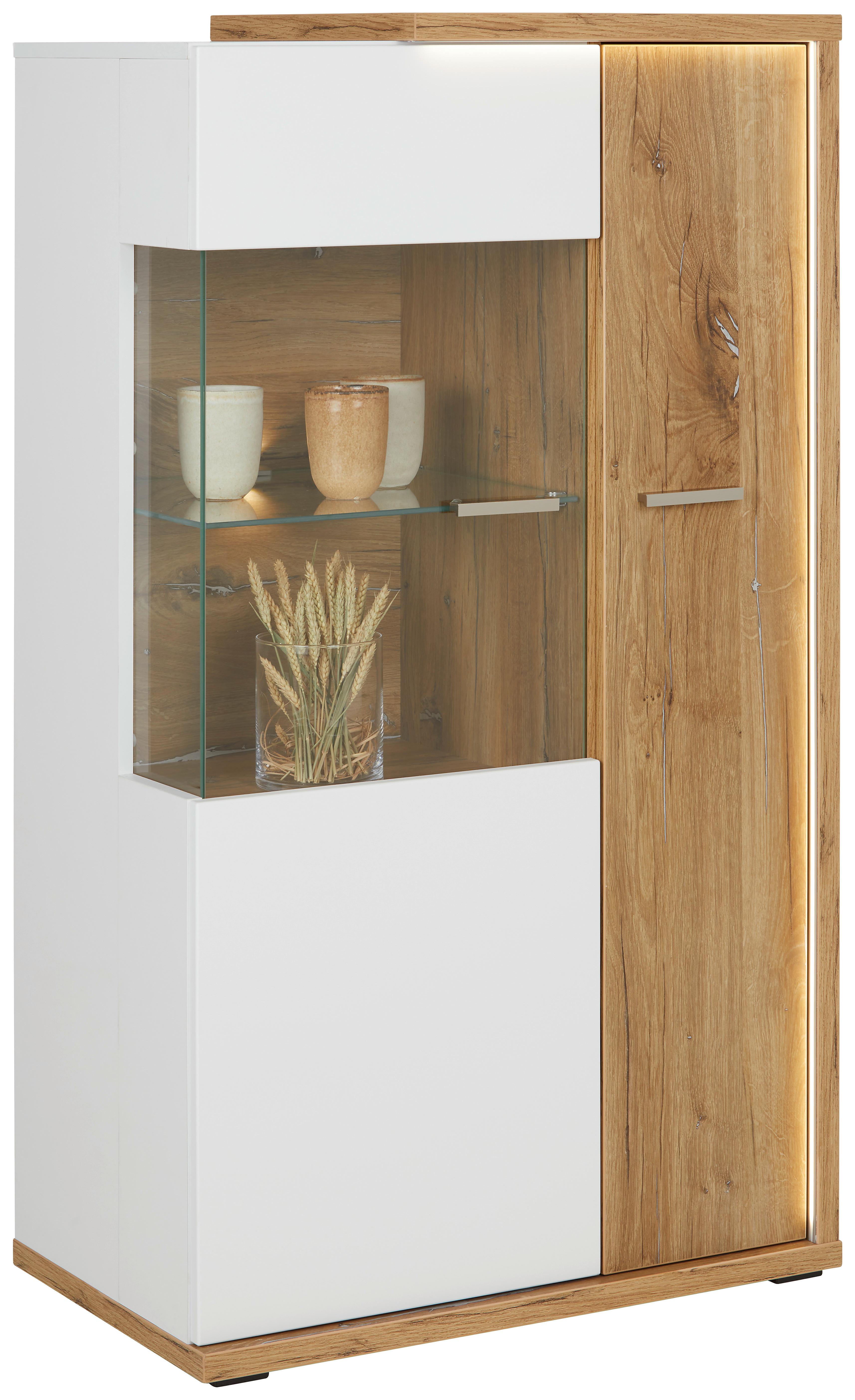 Highboard Ambiente in Weiß/Eichefarben - MODERN, Glas/Holzwerkstoff (73,5/131,6/43,6cm) - Mömax