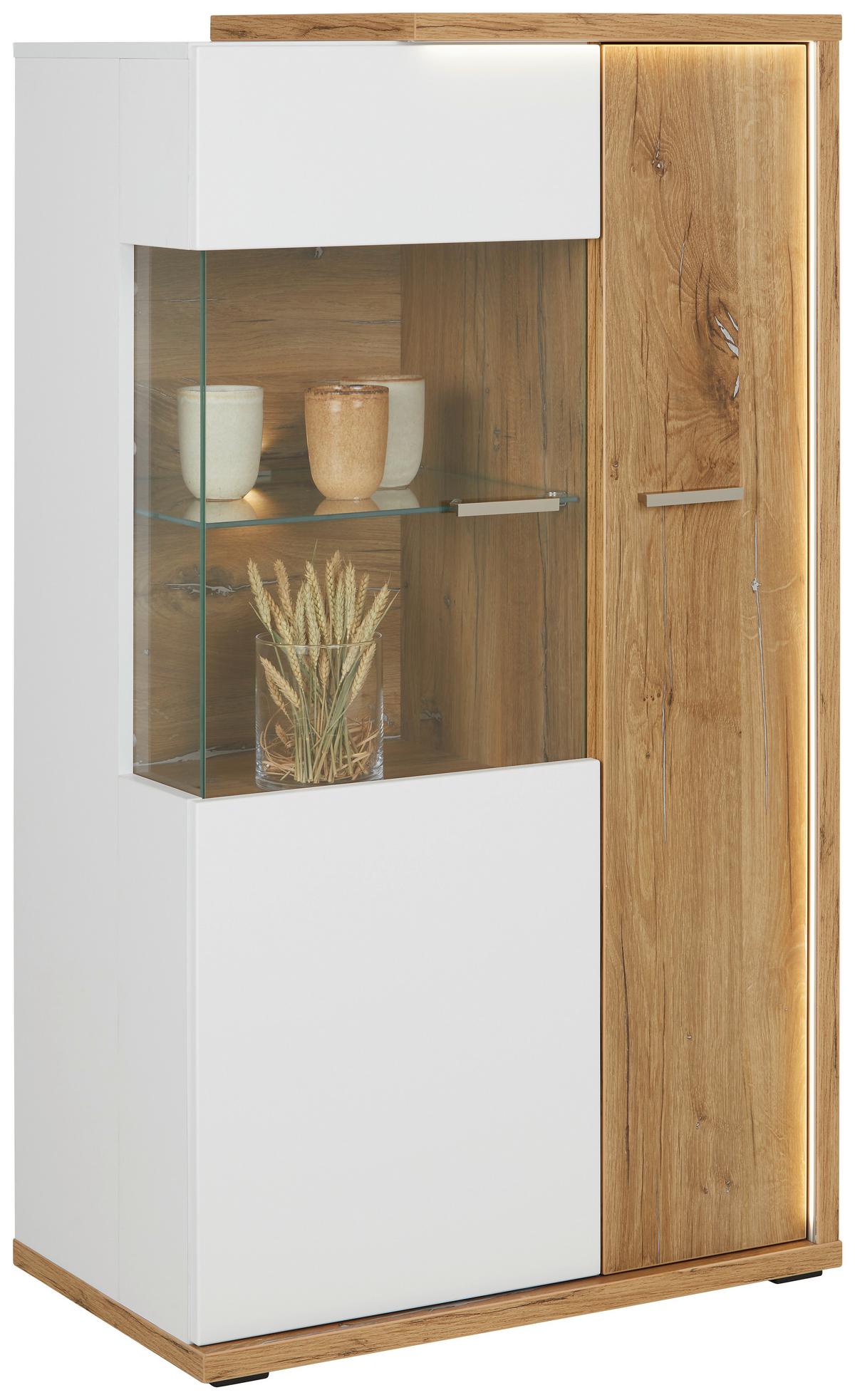 Highboard Ambiente in Weiß/Eichefarben - MODERN, Glas/Holzwerkstoff (73,5/131,6/43,6cm) - Mömax