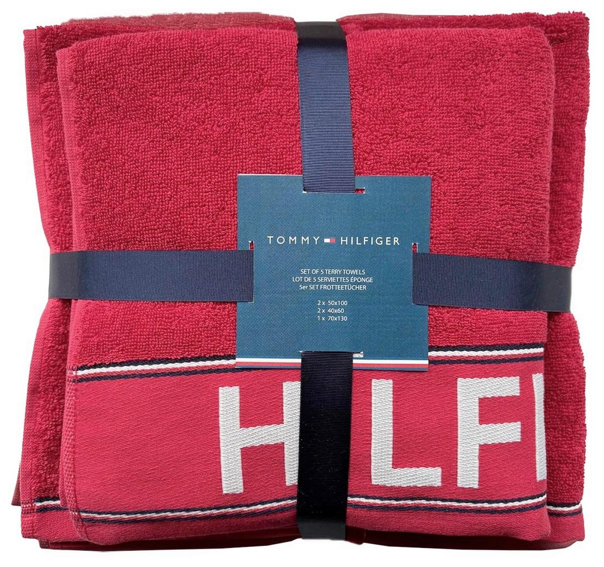 ZESTAW RĘCZNIKÓW FROTTE DEGREE RED - czerwony, Basics, tkanina - Tommy Hilfiger