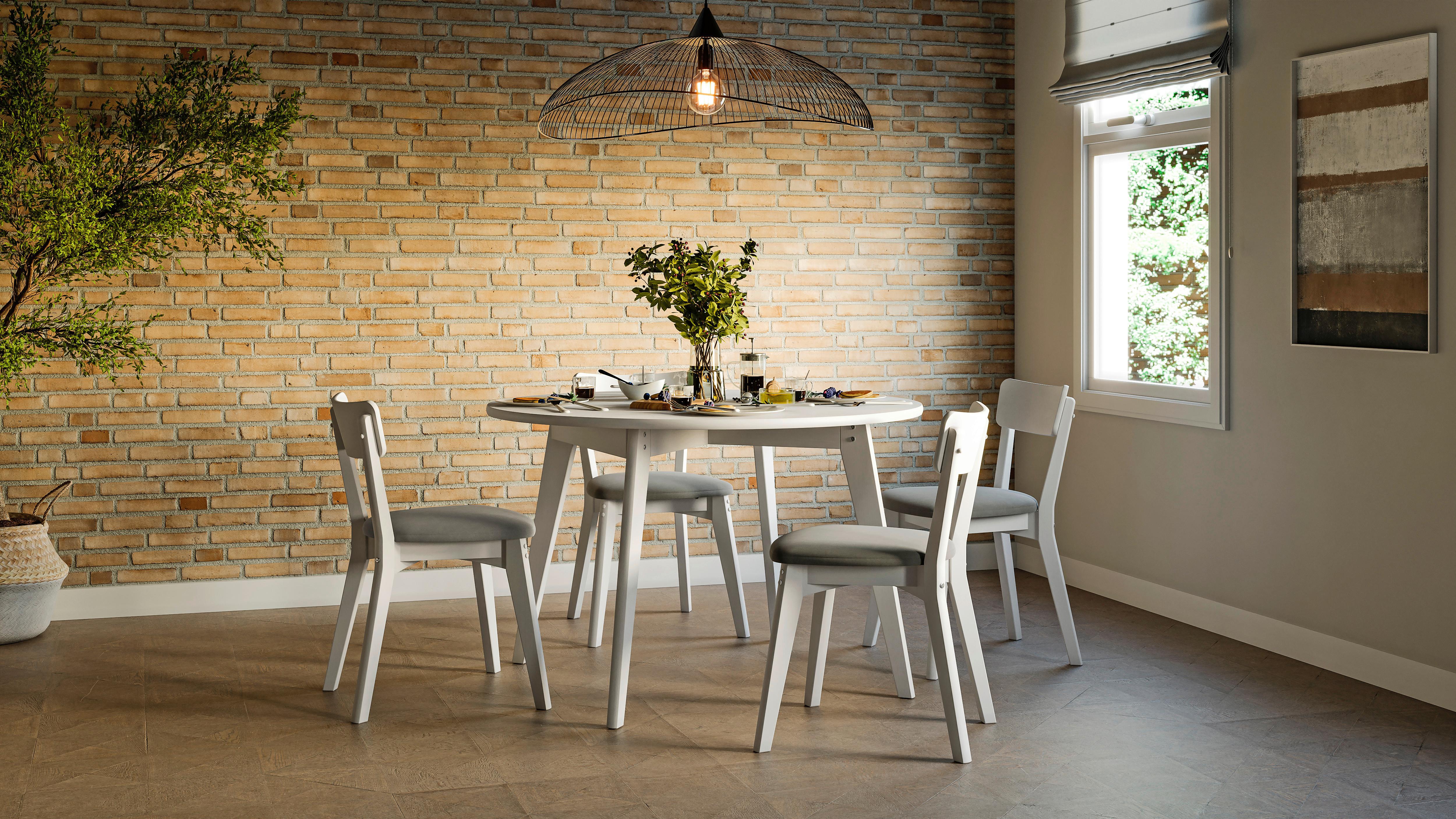 ZESTAW KRZESEŁ MAHOE SET - biały/szary, Modern, materiał drewnopochodny/drewno (51,5/80,5/51,5cm) - MID.YOU