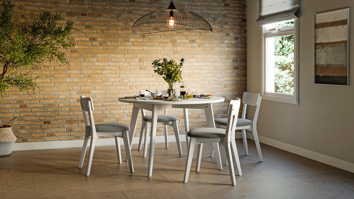ZESTAW KRZESEŁ MAHOE SET - biały/szary, Modern, materiał drewnopochodny/drewno (51,5/80,5/51,5cm) - MID.YOU