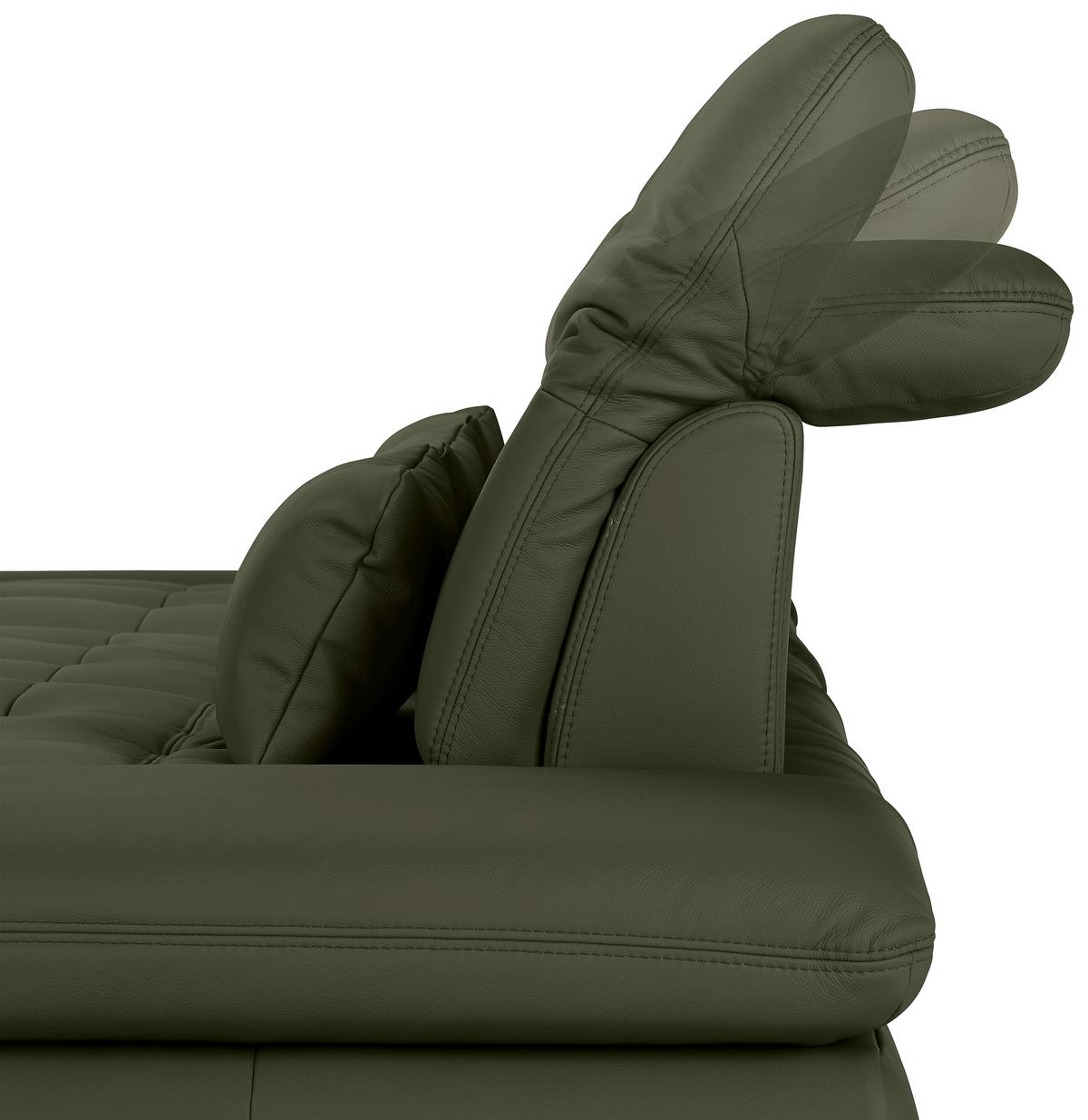 Wohnlandschaft Sanfino Leder Anthrazit - Chromfarben/Anthrazit, KONVENTIONELL, Leder/Metall (199/79-96/305cm) - Premium Living
