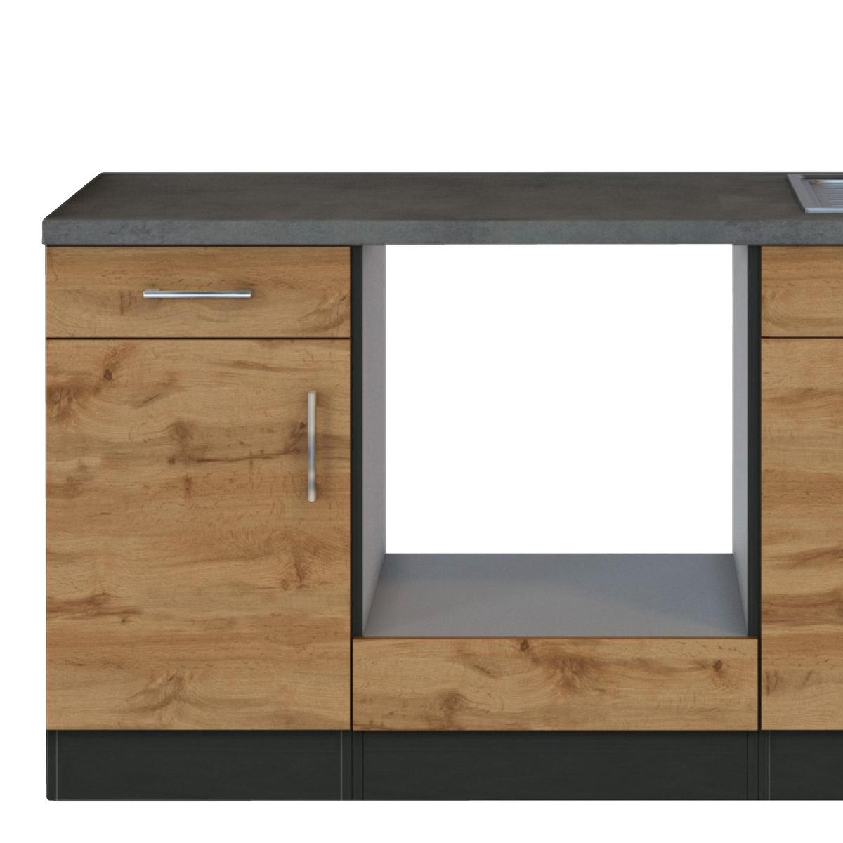 Küchenleerrblock 'Sorrento' , Eichefarben - Chromfarben/Schieferfarben, MODERN, Holzwerkstoff/Metall (210cm) - Held
