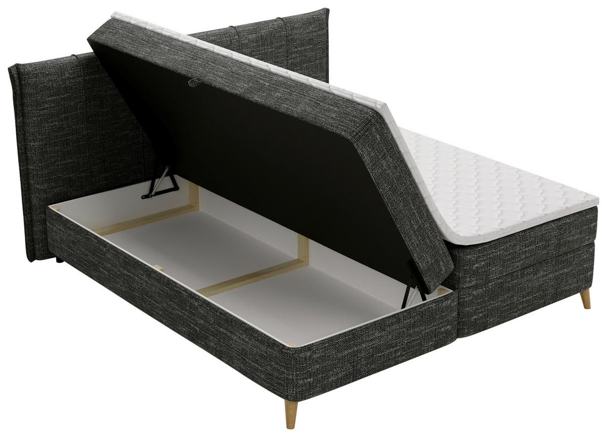 Boxbett Veloria Schwarz ca. 180x200cm - Schwarz, KONVENTIONELL, Textil/Metall (180/200cm) - Based