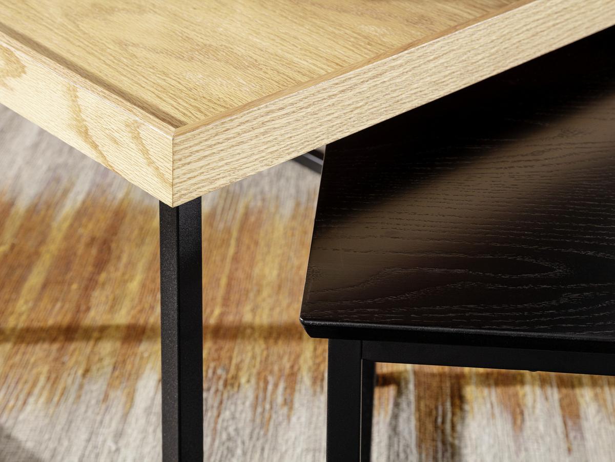 Beistelltisch 2-tlg. Schwarz/Eiche Dekor - Eichefarben/Schwarz, MODERN, Holzwerkstoff/Metall (110/37/48cm) - MID.YOU