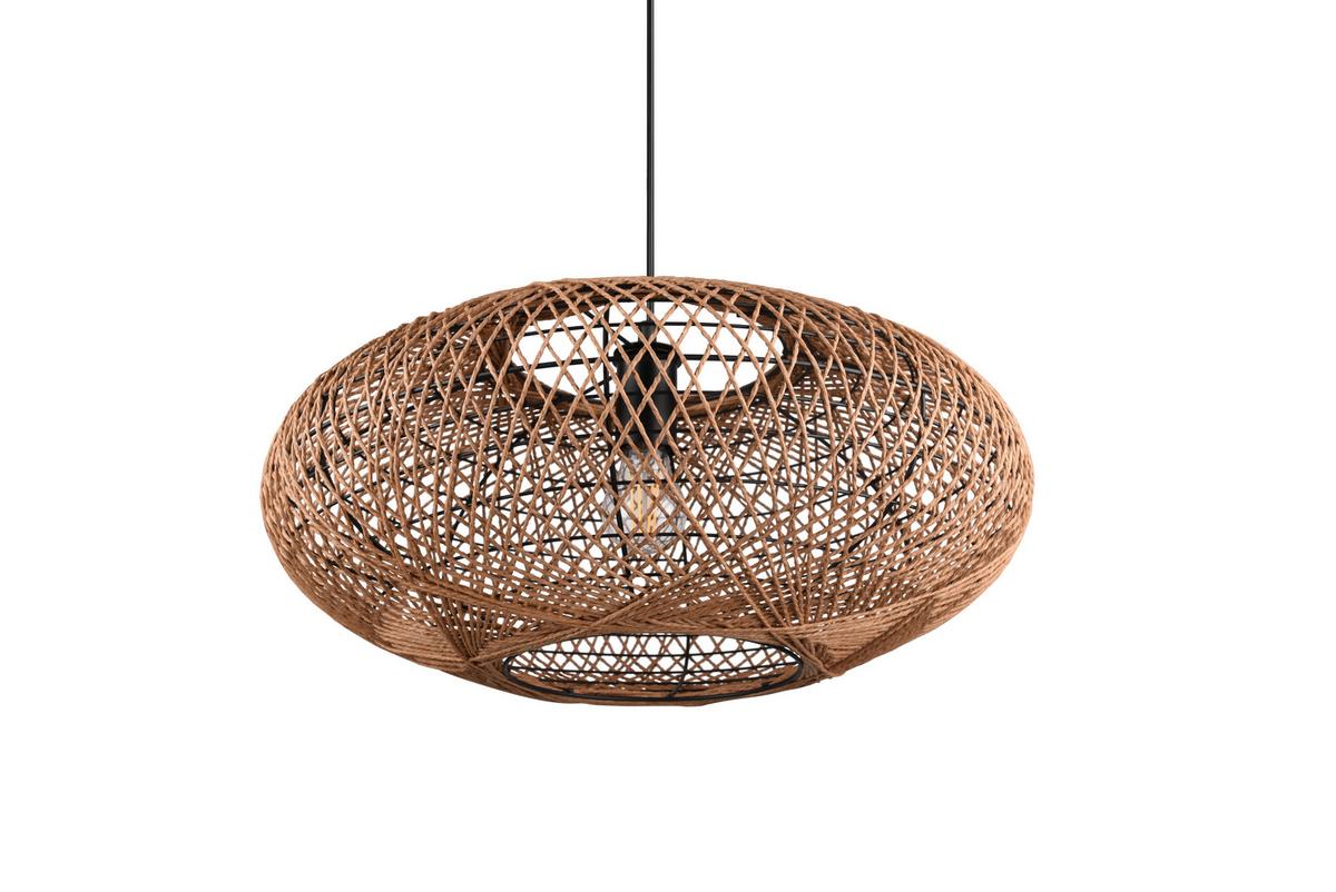 Hängeleuchte Hedda Braun/Schwarz max. 40 Watt - Schwarz/Braun, Natur, Naturmaterialien/Metall (52/150cm) - Trio Leuchten