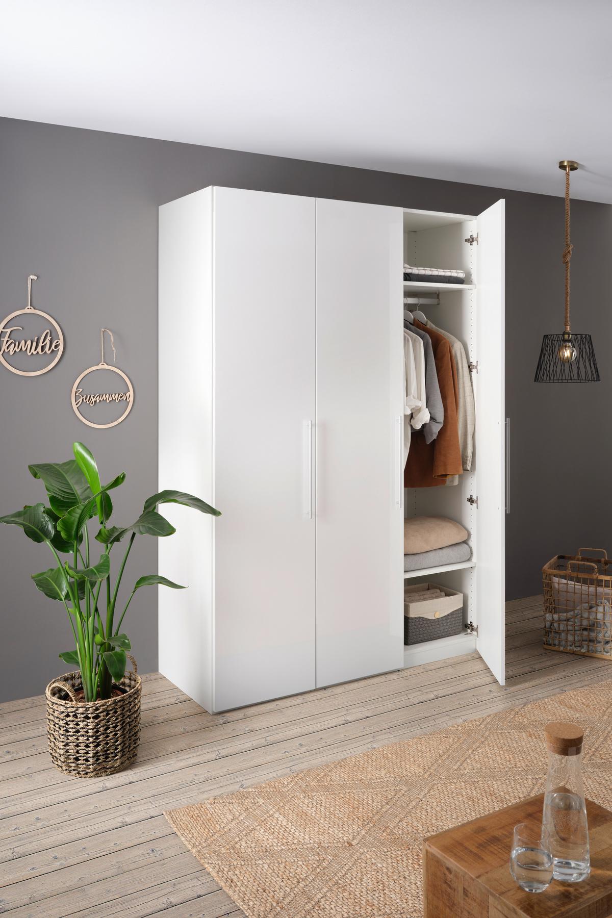 Omara S Klasičnimi Vrati Glossy - barve kroma/bela, Moderno, kovina/leseni material (147/219/60cm) - Mömax