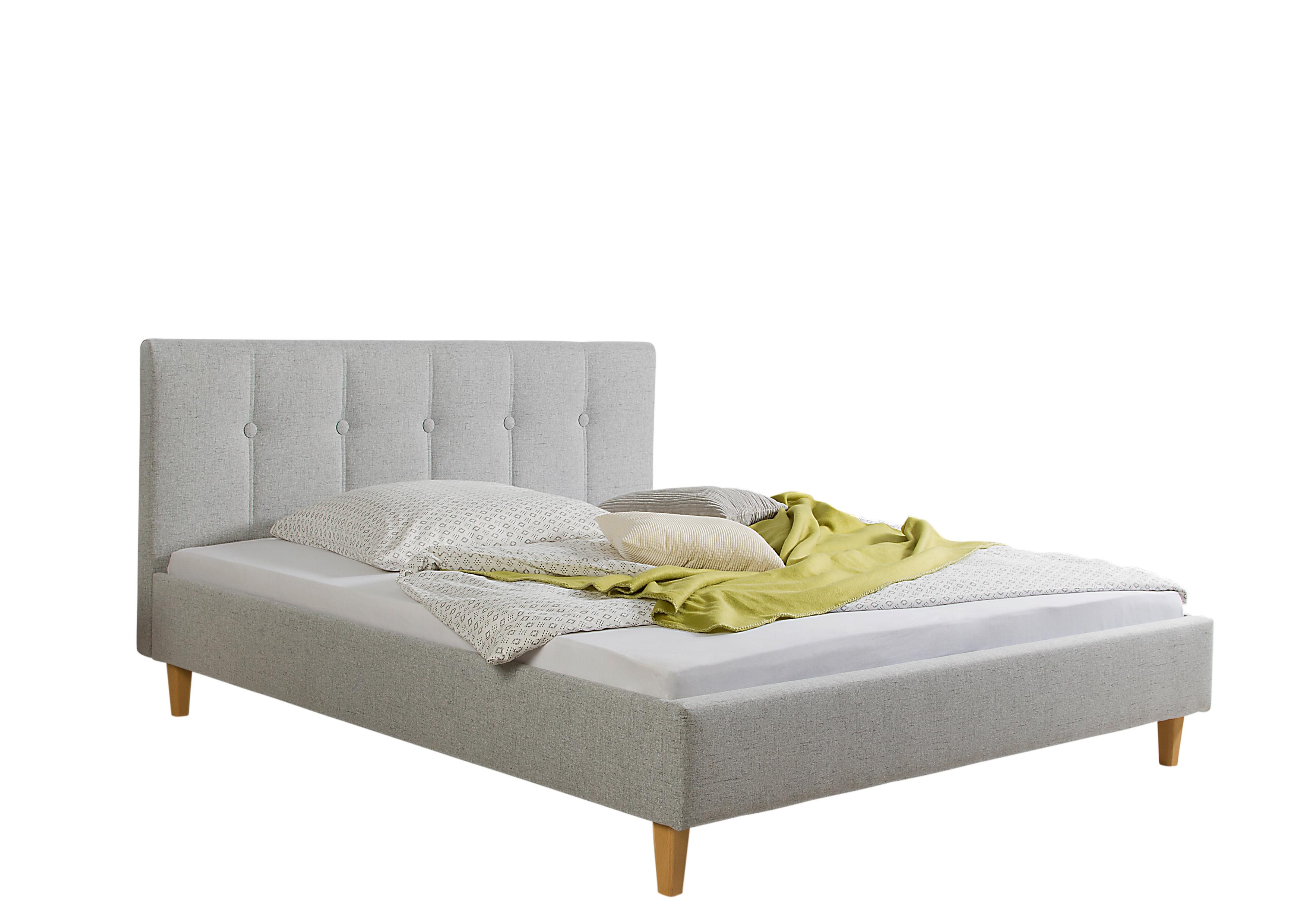 Polsterbett Kenny Hellgrau ca. 160x200 cm - Hellgrau/Naturfarben, MODERN, Holz/Textil (160/200cm) - Livetastic