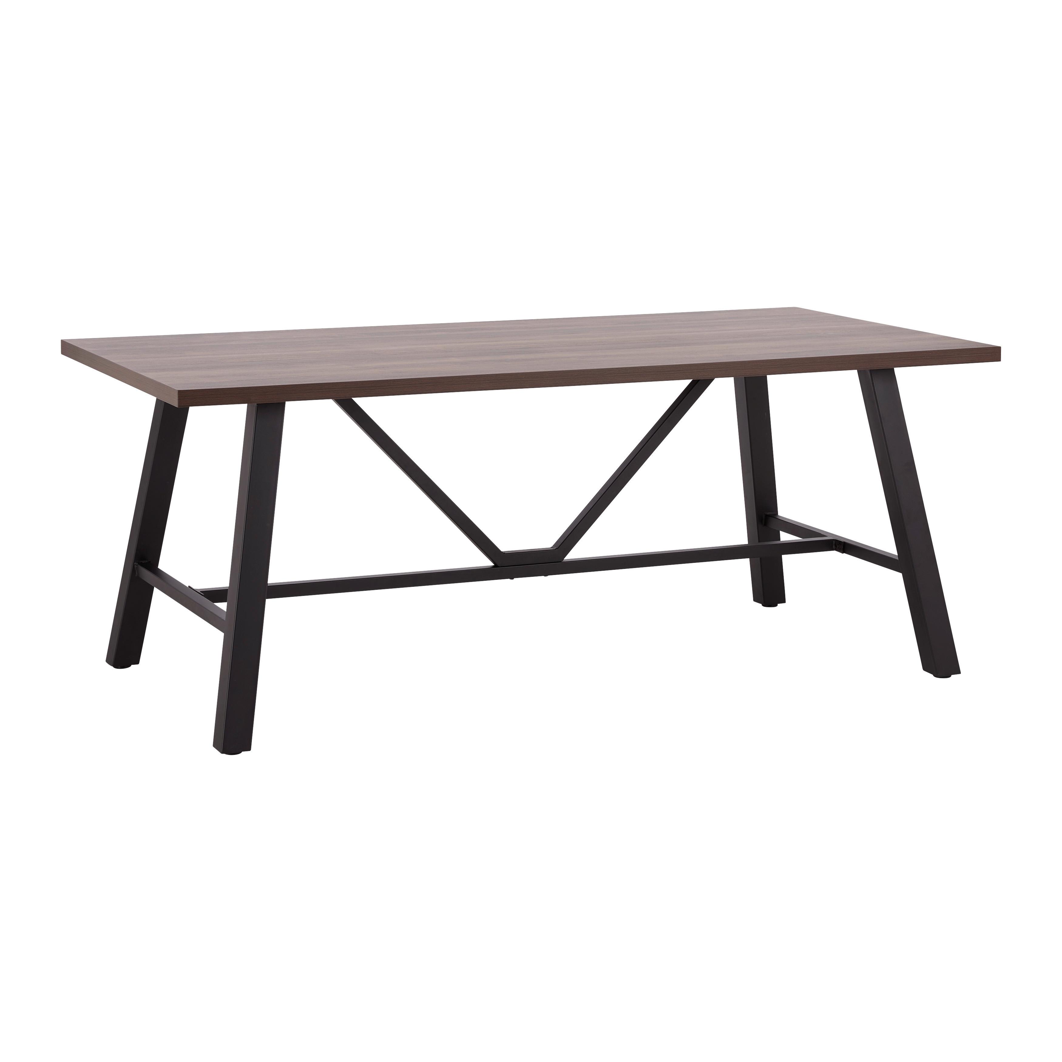 Esstisch Andri Walnussfarben MDF ca.180x90cm - Walnussfarben/Schwarz, MODERN, Holzwerkstoff/Metall (180/90/75cm) - Bessagi Home