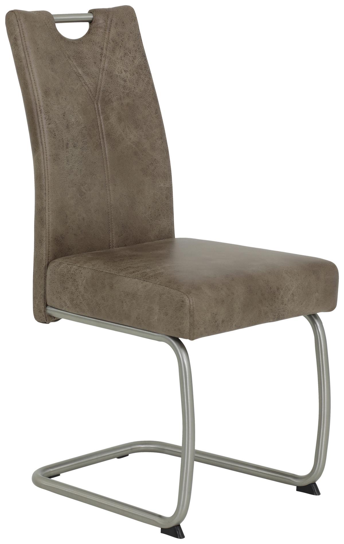 Schwingstuhl gepolstert 4er-Set - Schlammfarben/Edelstahlfarben, MODERN, Textil/Metall (43/99/58cm) - MID.YOU