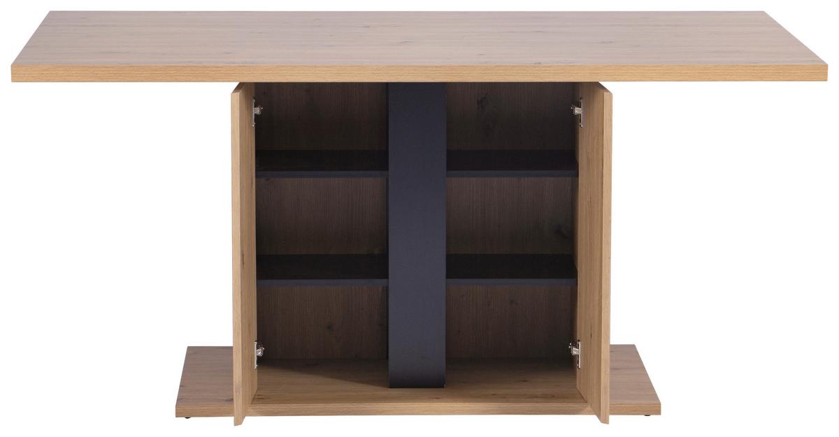 Jedilna Miza Levi, Barva Hrasta, 160x90 - črna/hrast artisan, Moderno, leseni material (160/90/76cm) - Livetastic