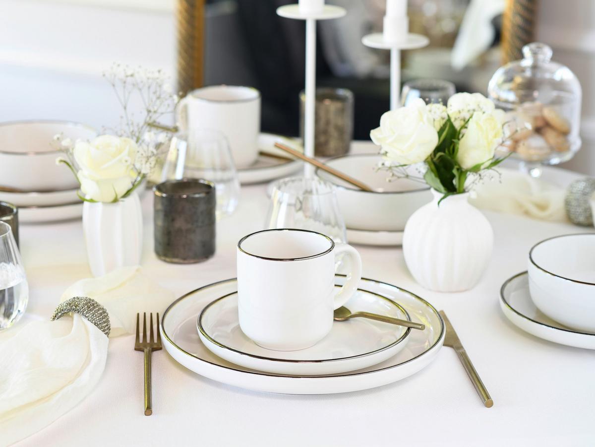 Kombiservice 24794 Nordic Festive Creme - Goldfarben/Creme, Basics, Keramik - Creatable